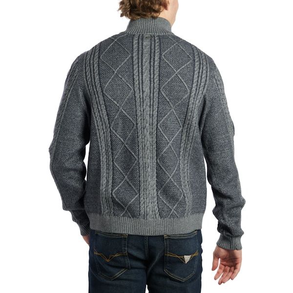 Guess - Noel Zip Cable-Knit Sweater in Marine Heather