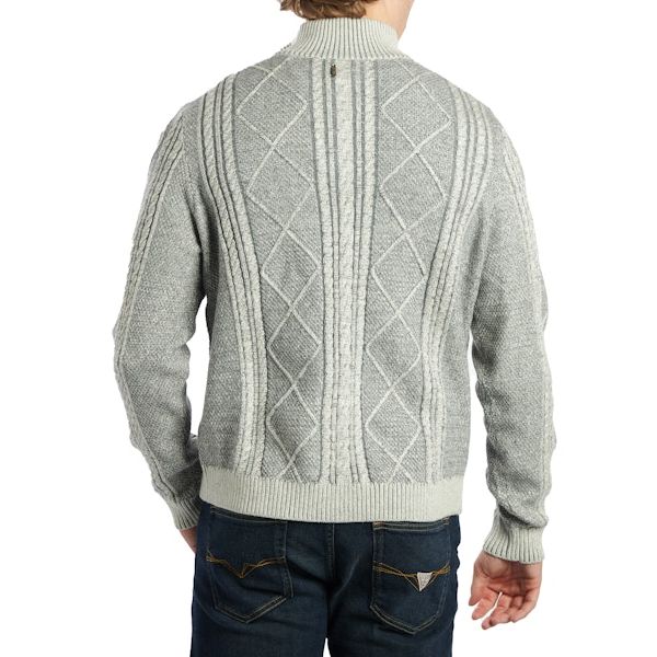 Guess - Noel Zip Cable-Knit Sweater in Overcast Heather