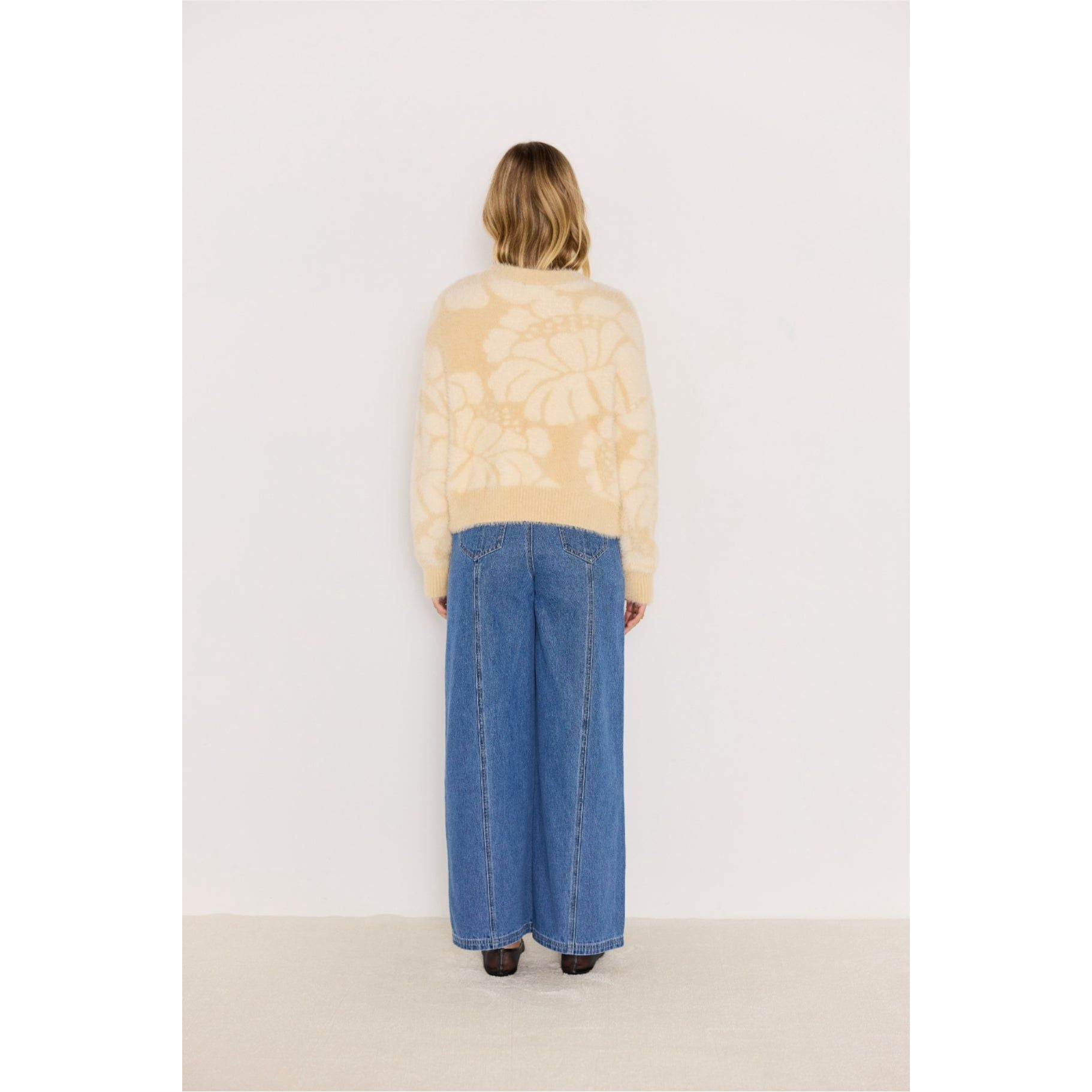 Mink Pink - Eden Intarsia Knit Sweater in Cream/Beige