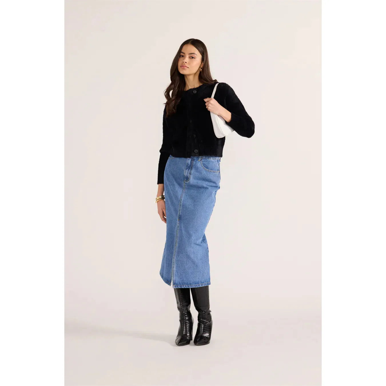 Mink Pink - Heidi Fluffy Cardi in Black