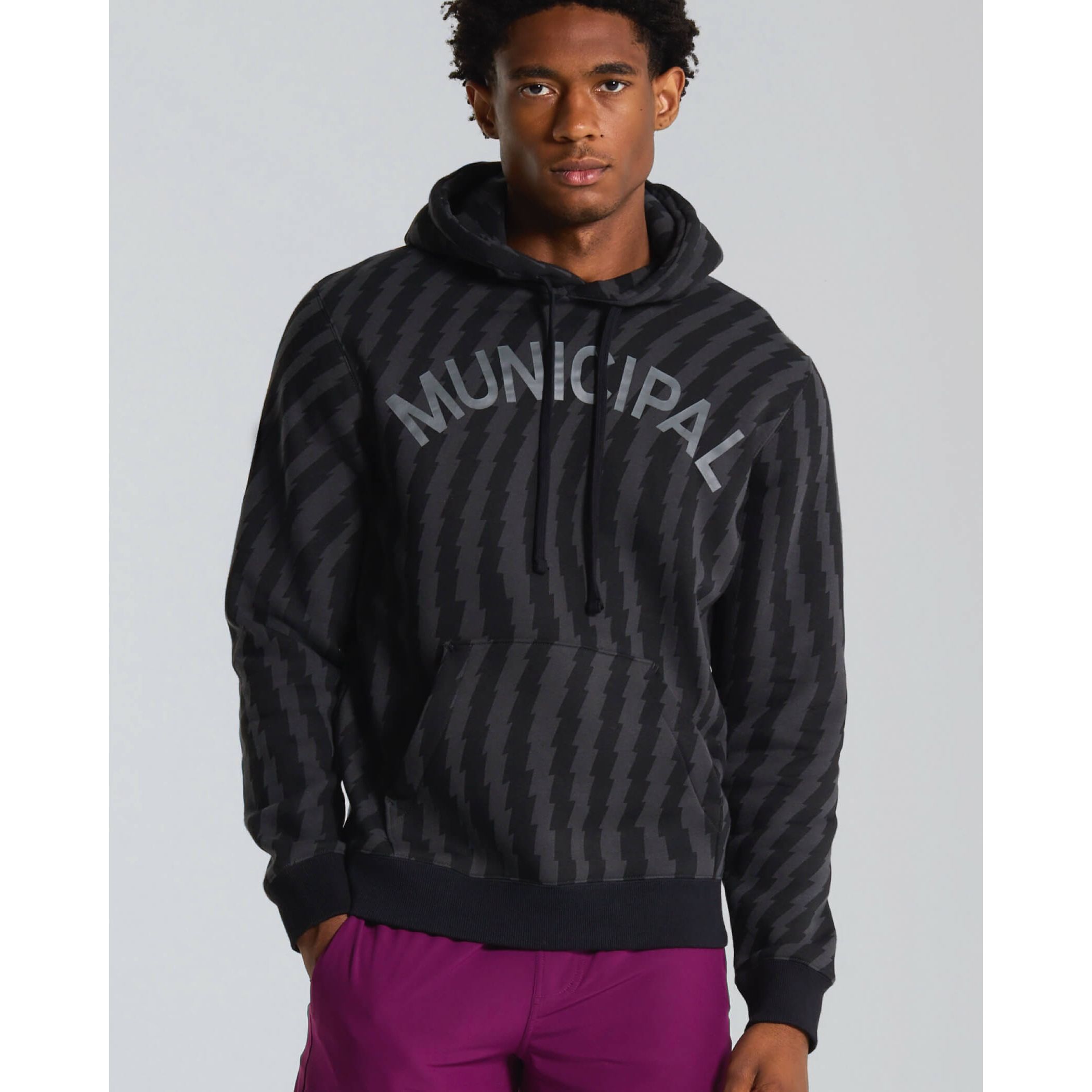 Municipal - Origin 300 Hoodie in Black Grey Zig Zag