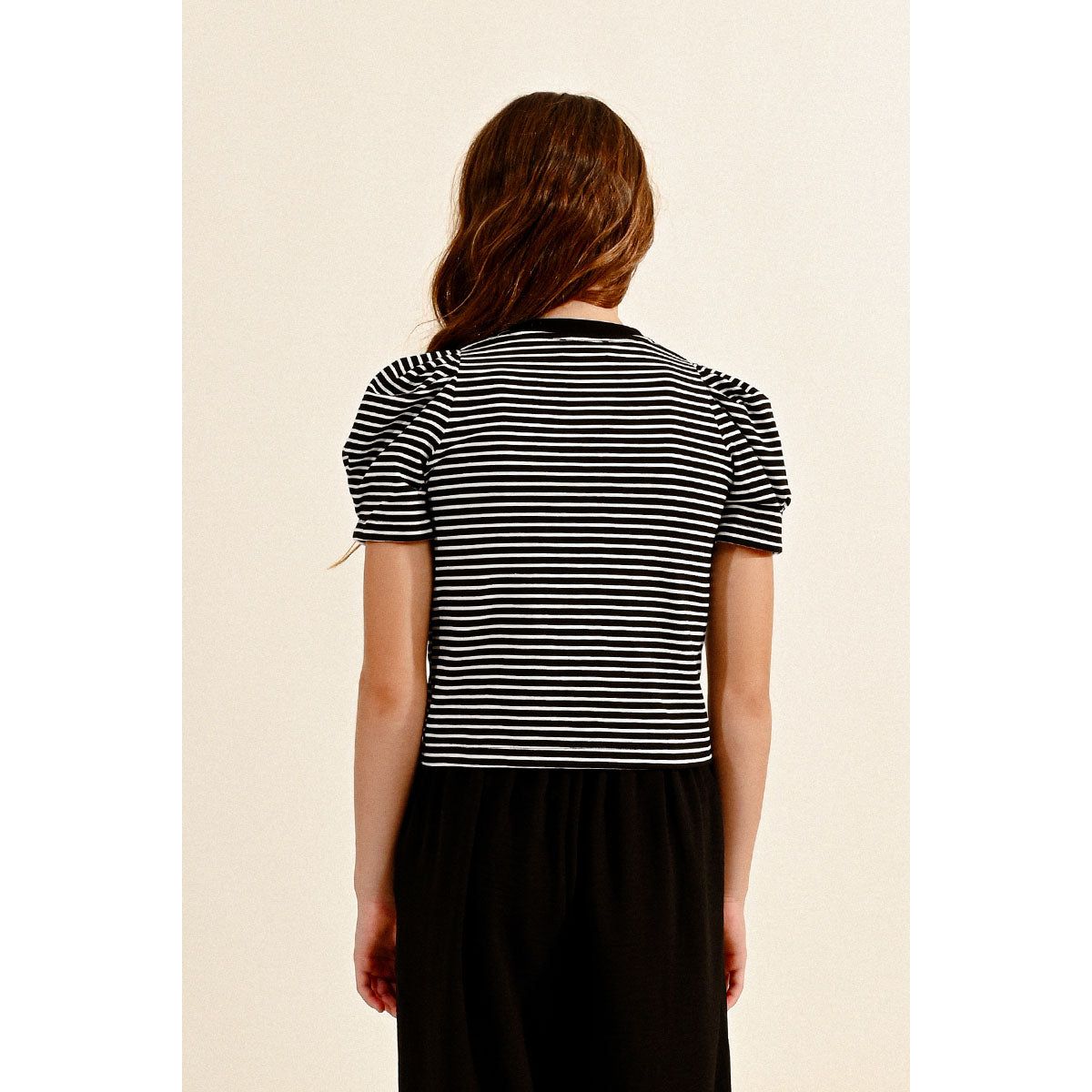 Molly Bracken - Knitted Top in Black/White Stripe