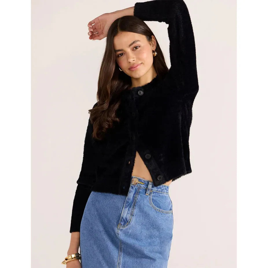 Mink Pink - Heidi Fluffy Cardi in Black