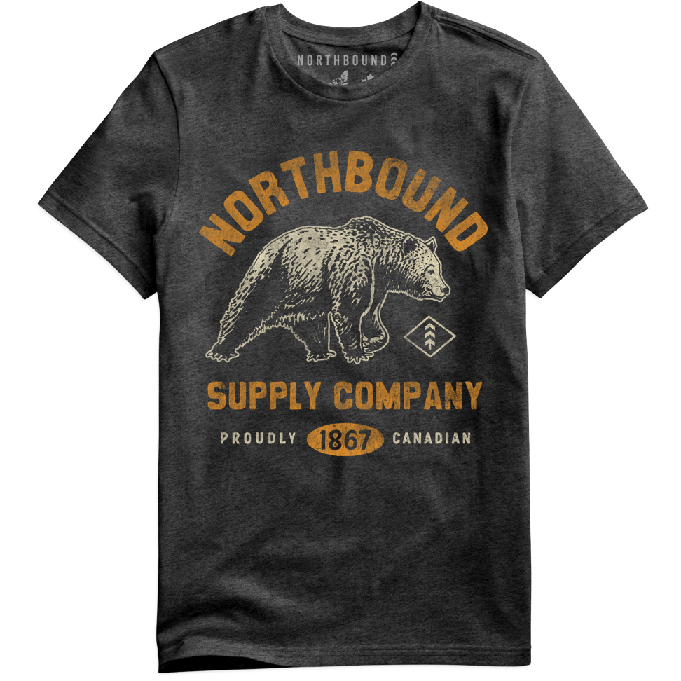 Northbound - Grizzly Bear T Shirt in Charcoal Heather