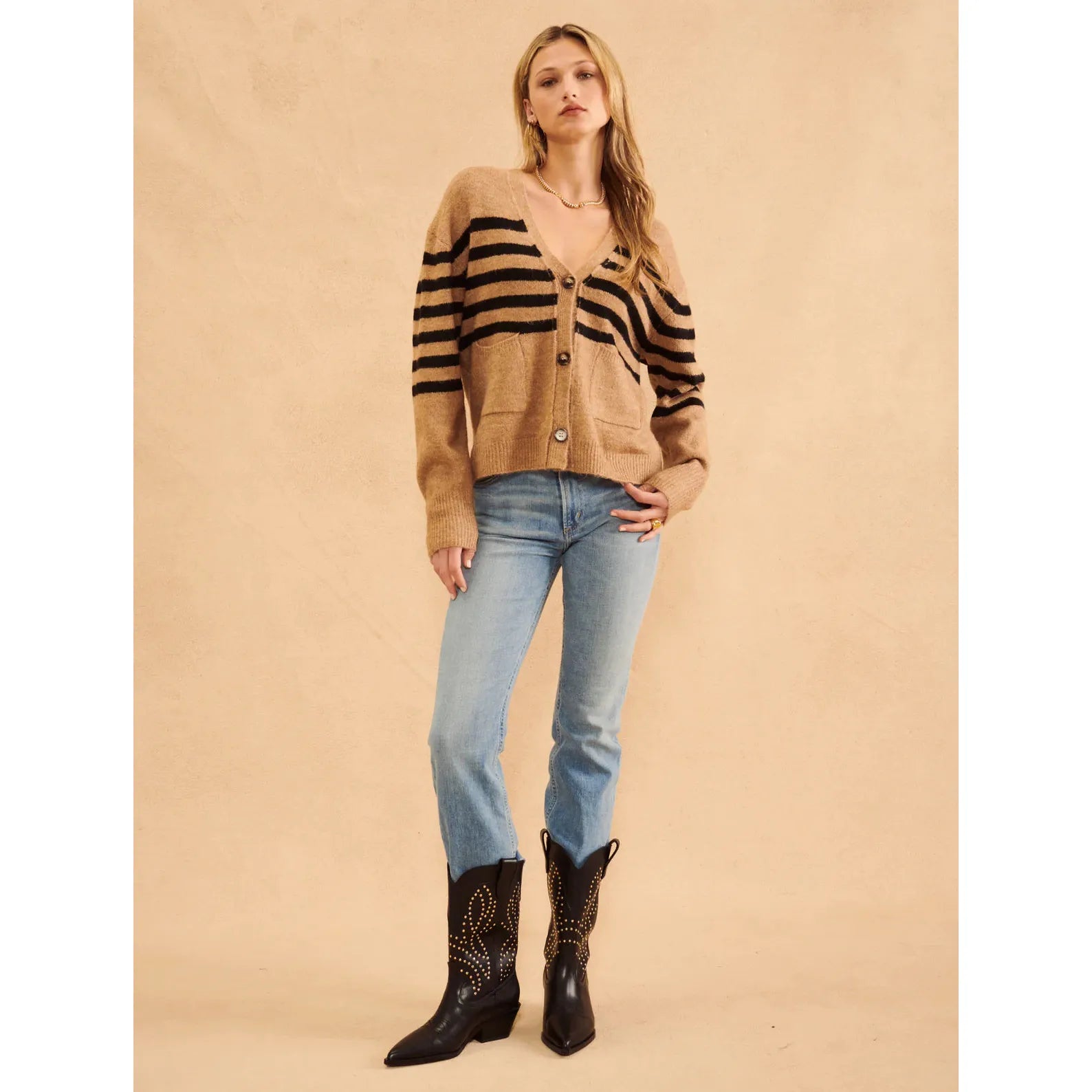 John & Jenn -Stanley Cardigan in Acron Stripe