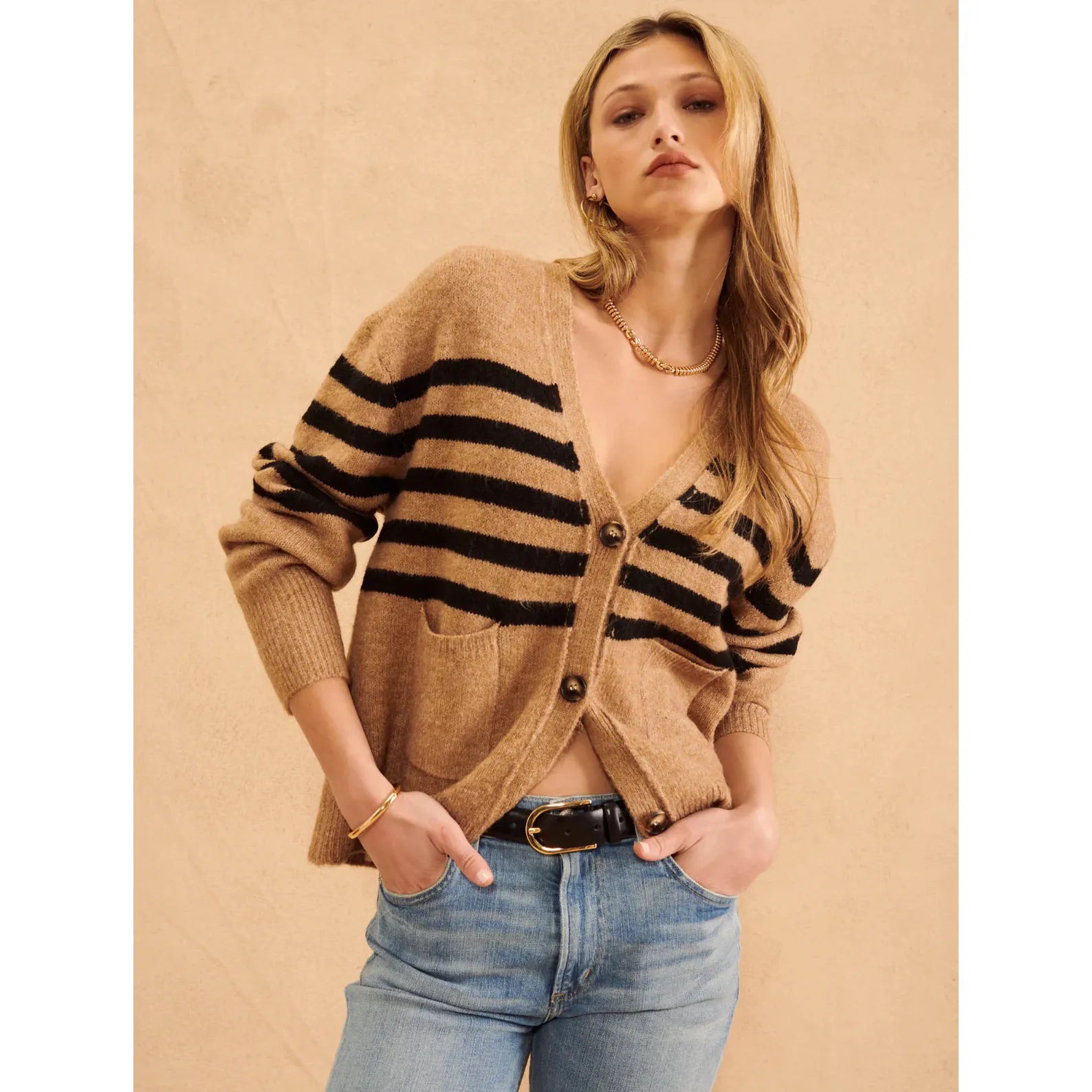 John & Jenn -Stanley Cardigan in Acron Stripe