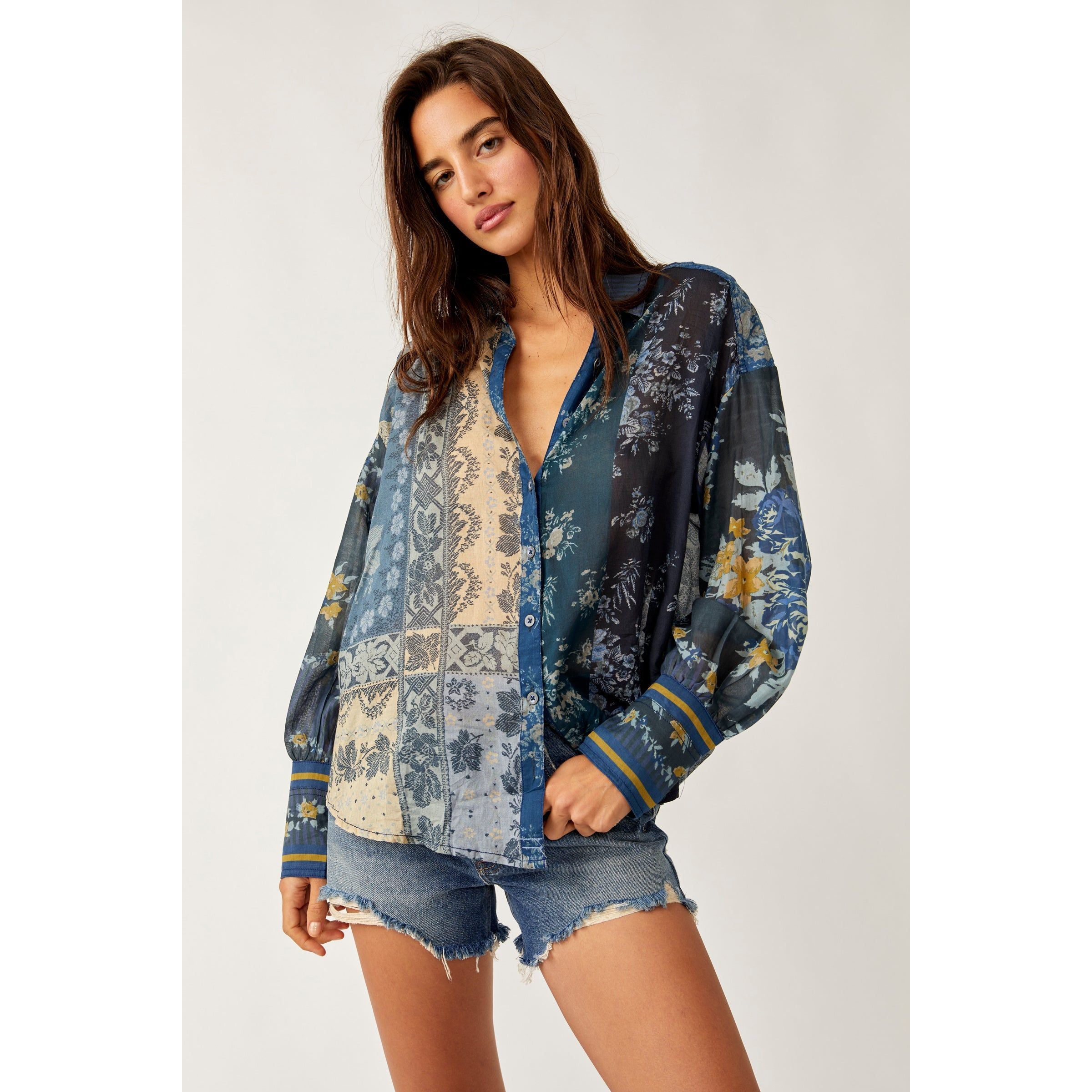 Free People - Flower Patch Top in Indigo Combo