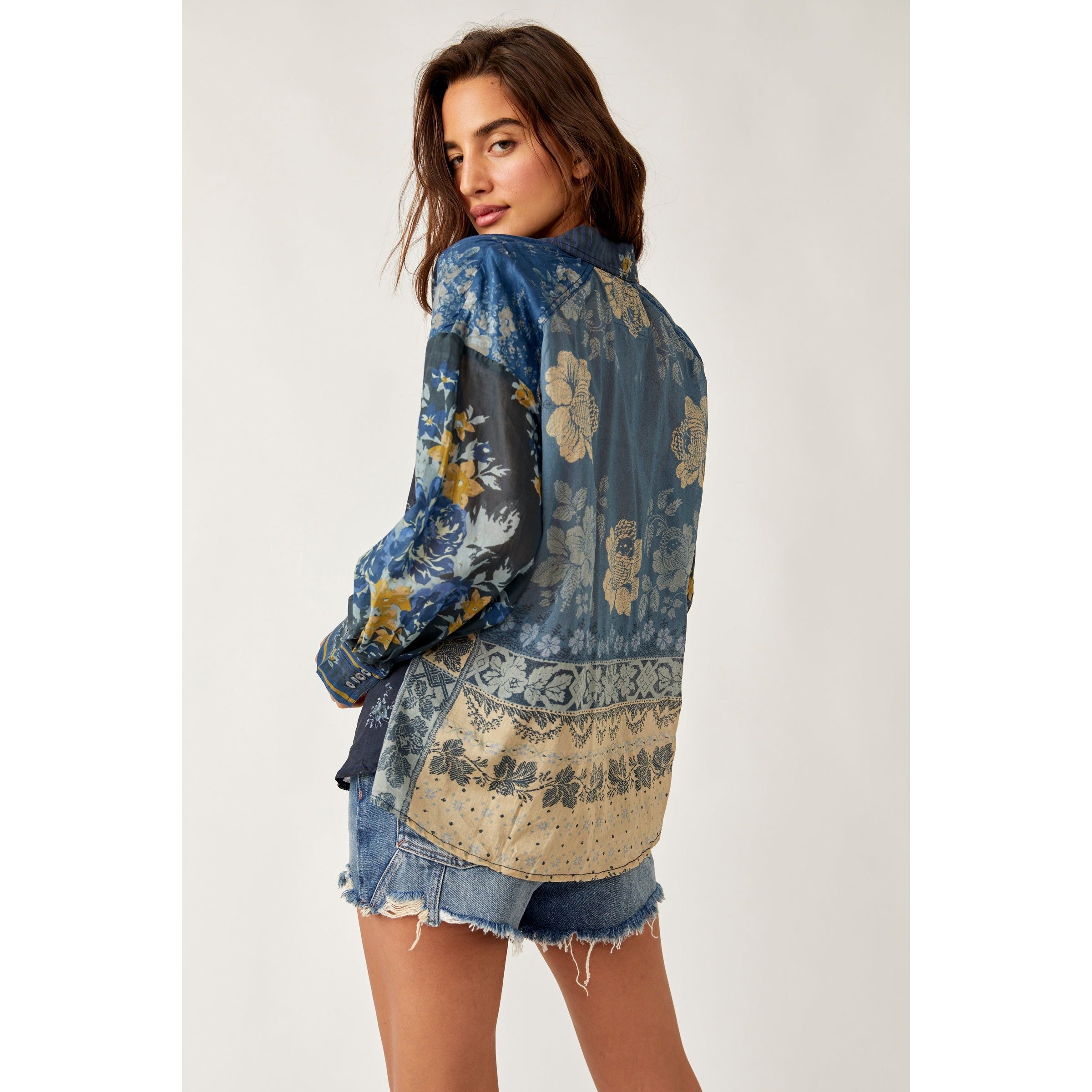 Free People - Flower Patch Top in Indigo Combo
