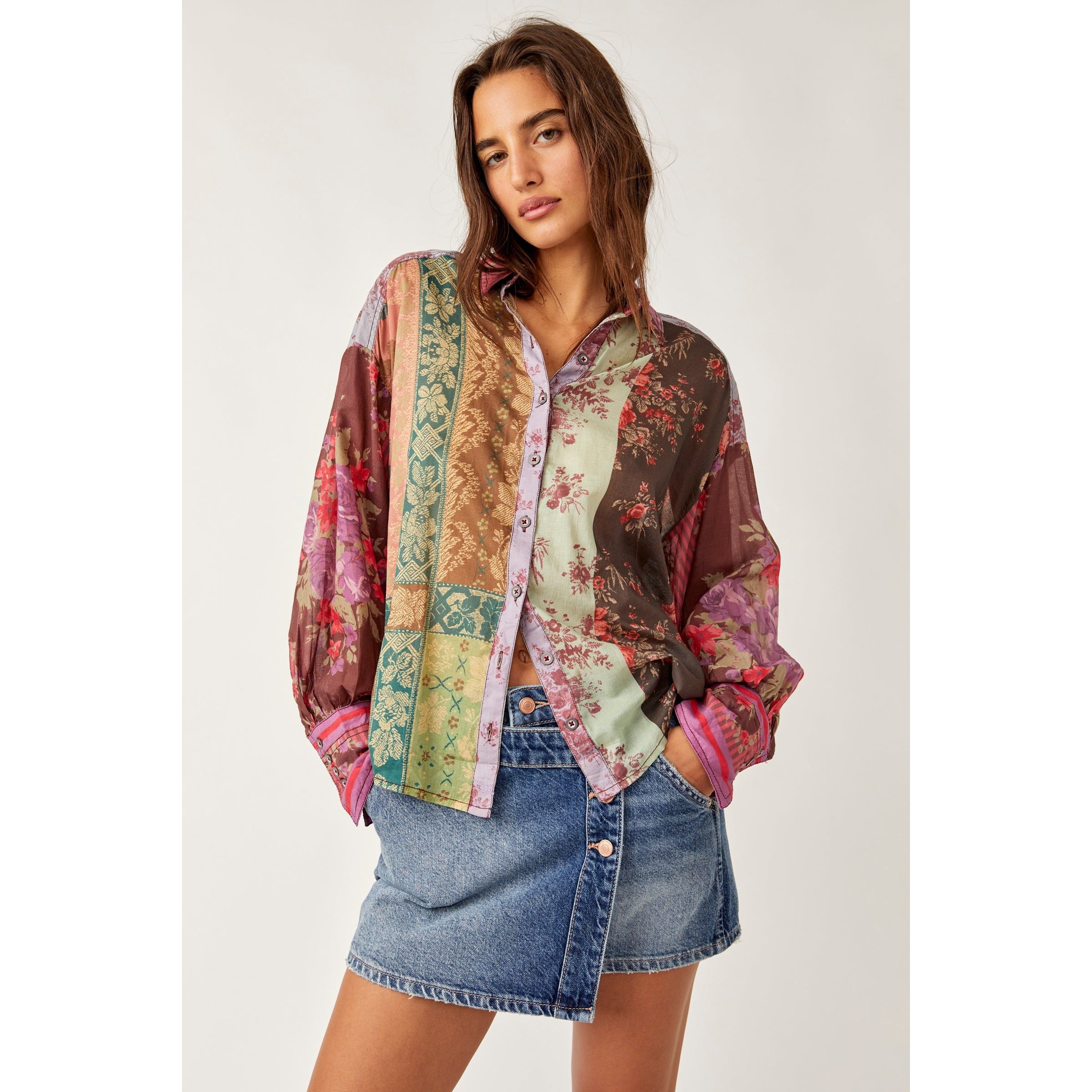 Free People - Flower Patch Top in Berry Combo