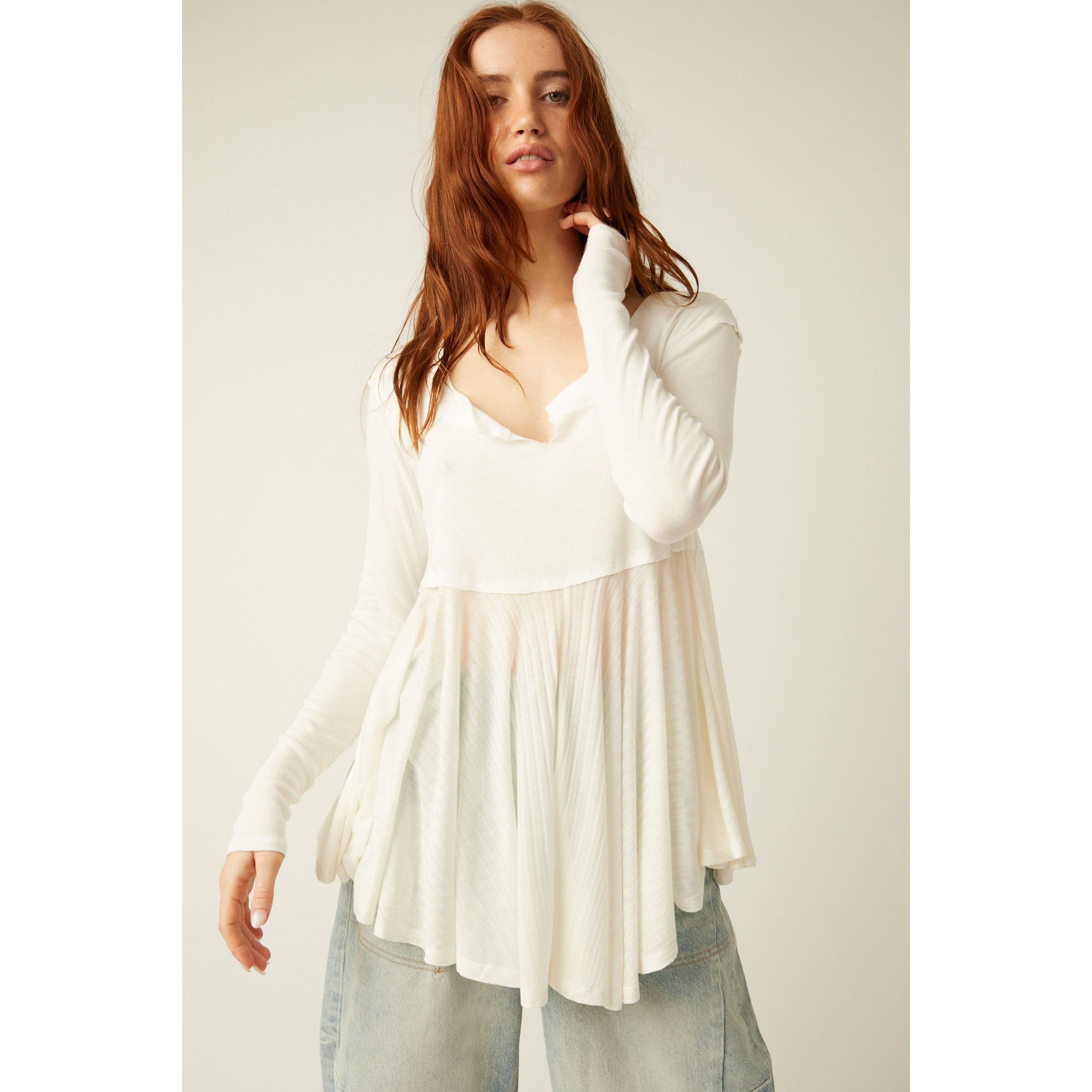 Free People - We The Free Clover Babydoll Top in Ivory