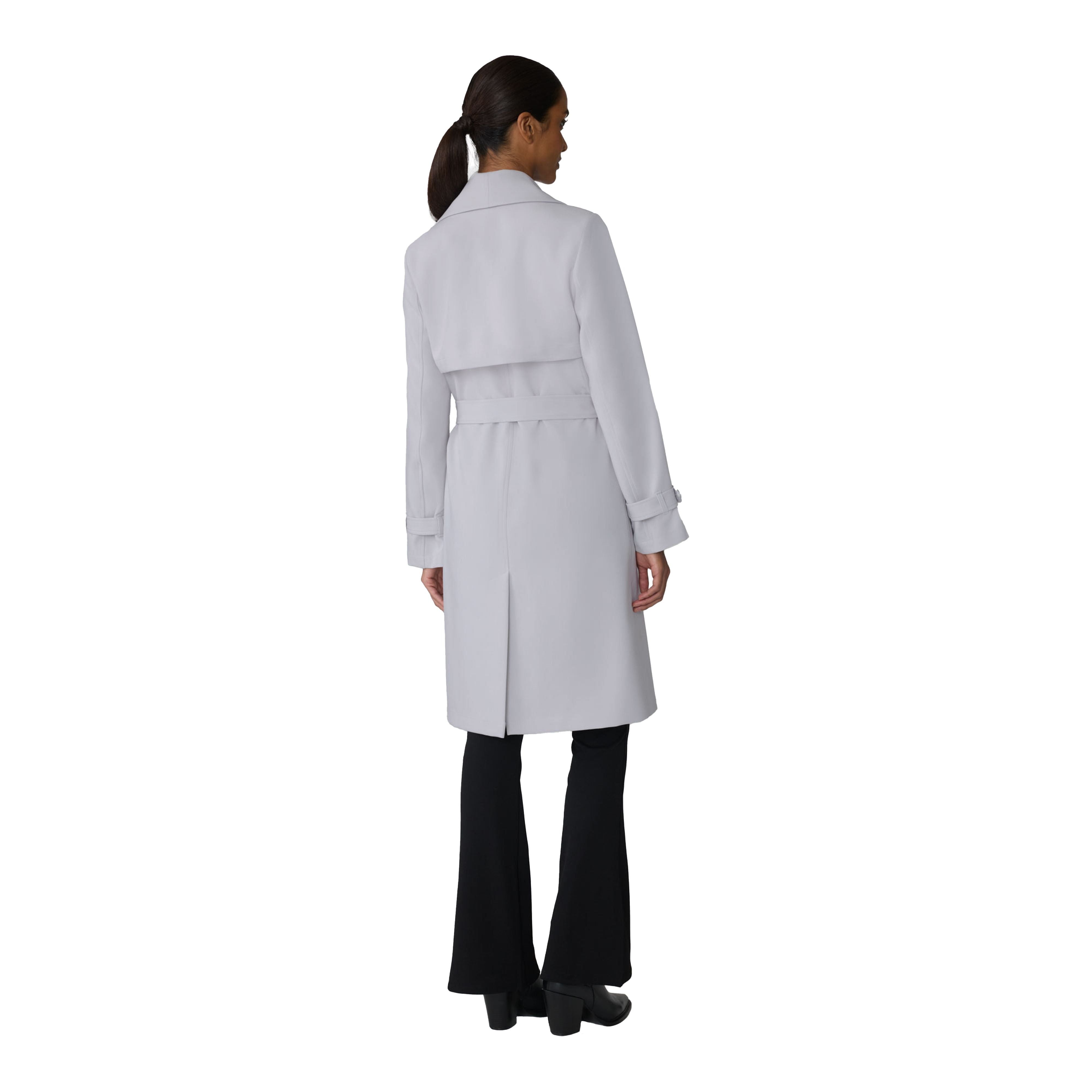 Soia & Kyo - OLIVIA Relaxed-Fit Belted Trench With Cascade Collar in Stone