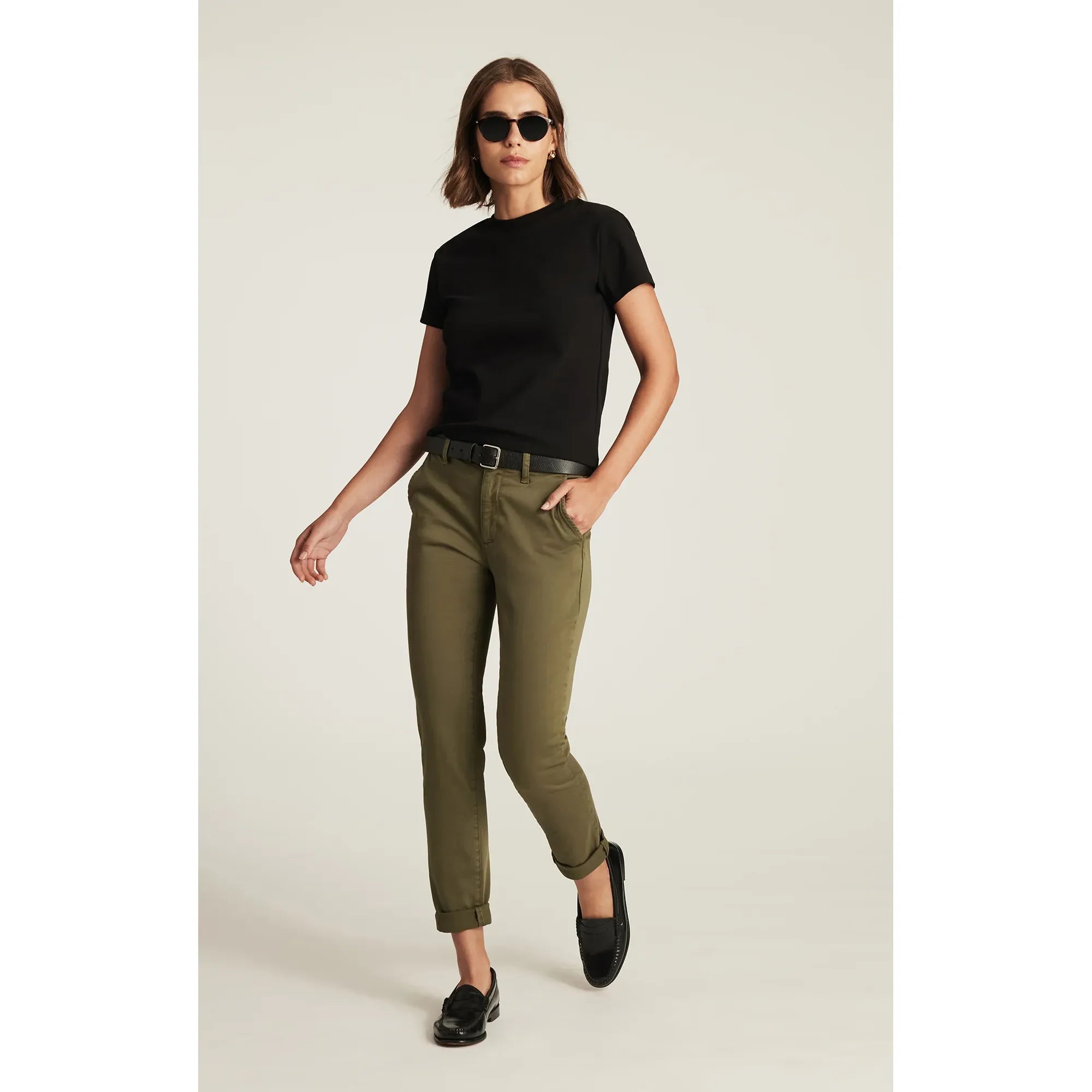 Mavi - Kathleen Slim Boyfriend in Dark Olive Casual Twill