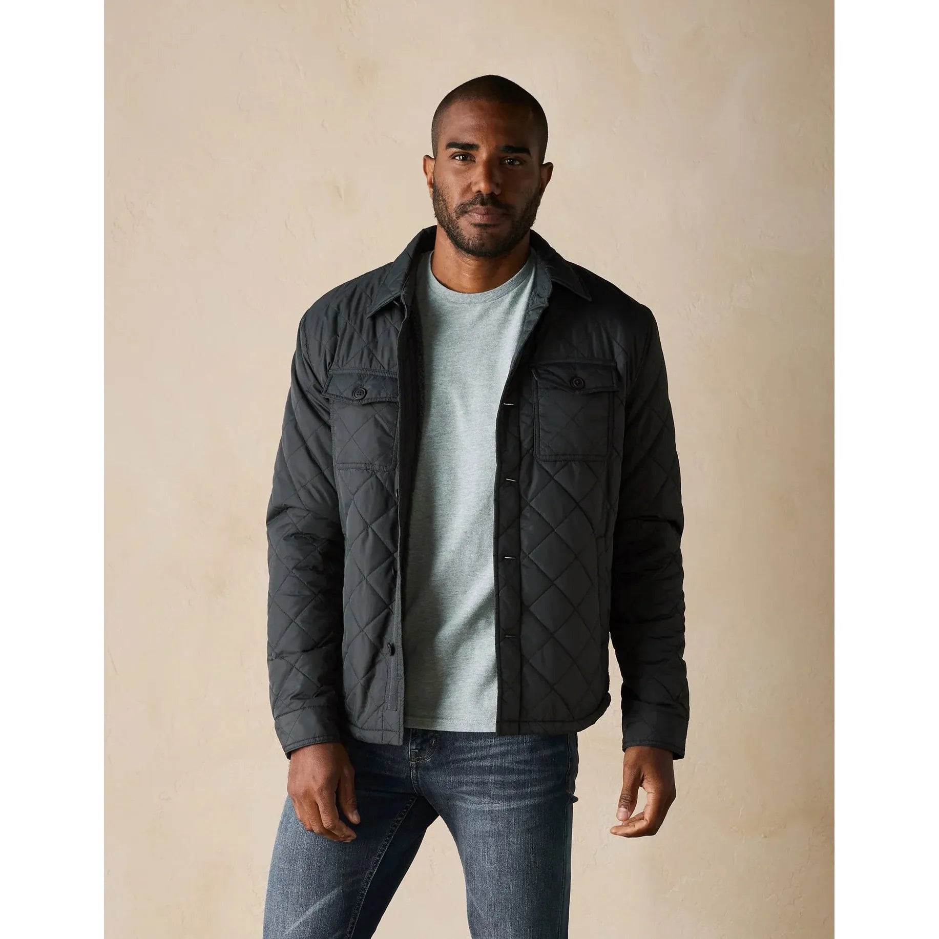 Normal Brand - Quilted Sherpa Lined Shacket in Charcoal