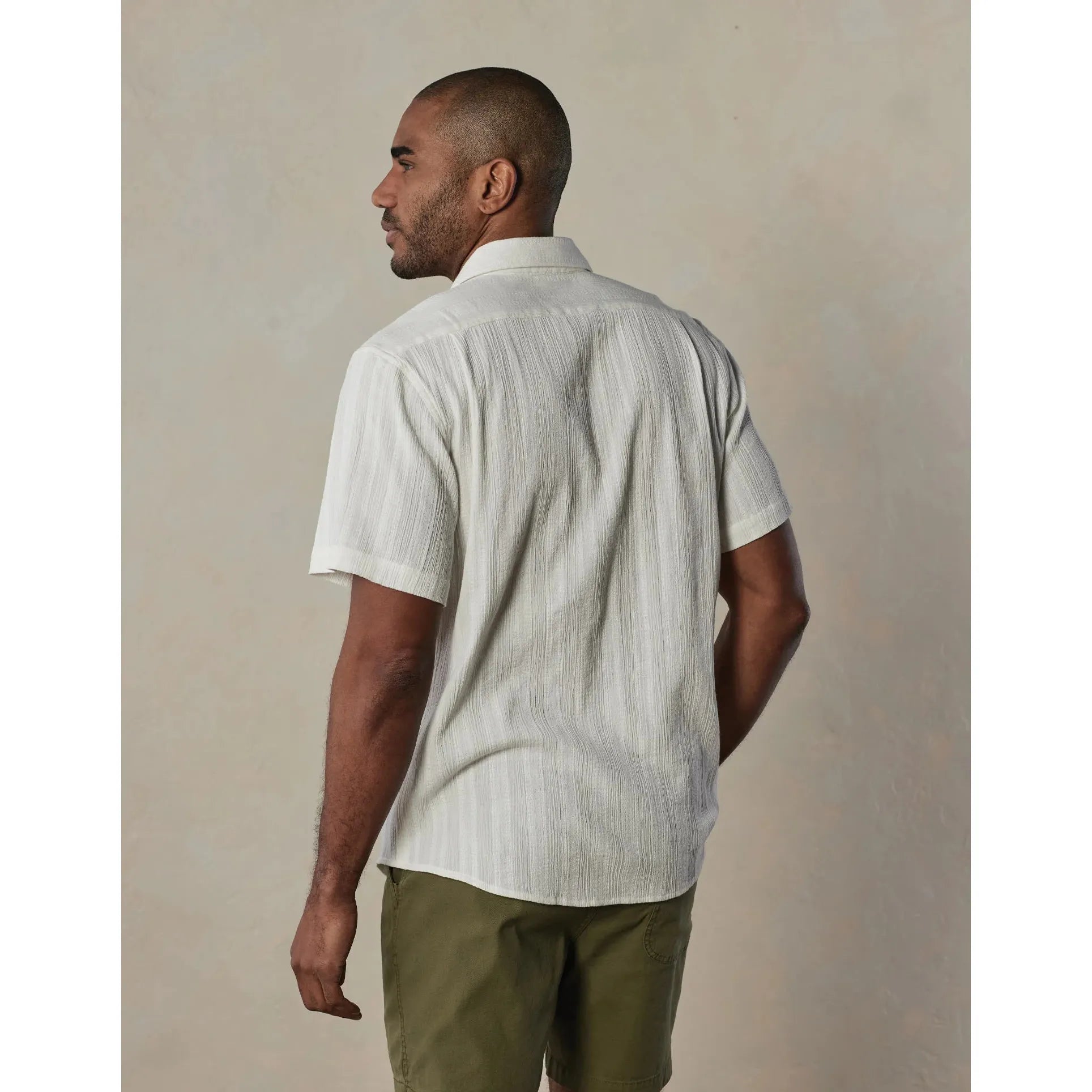 Normal Brand - Freshwater Short Sleeve Button Up Shirt in Ivory Crinkle