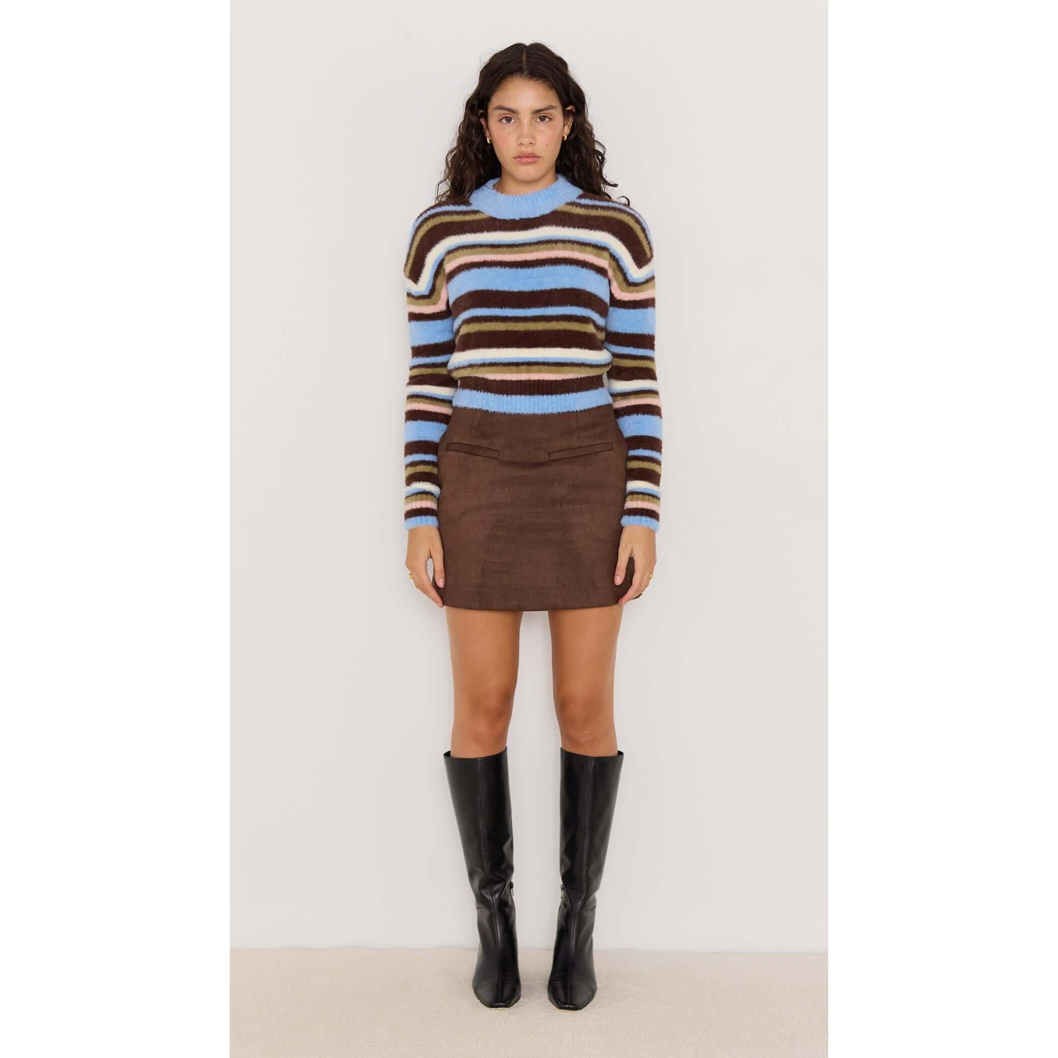 Mink Pink - Poet Fluffy Stripe Sweater