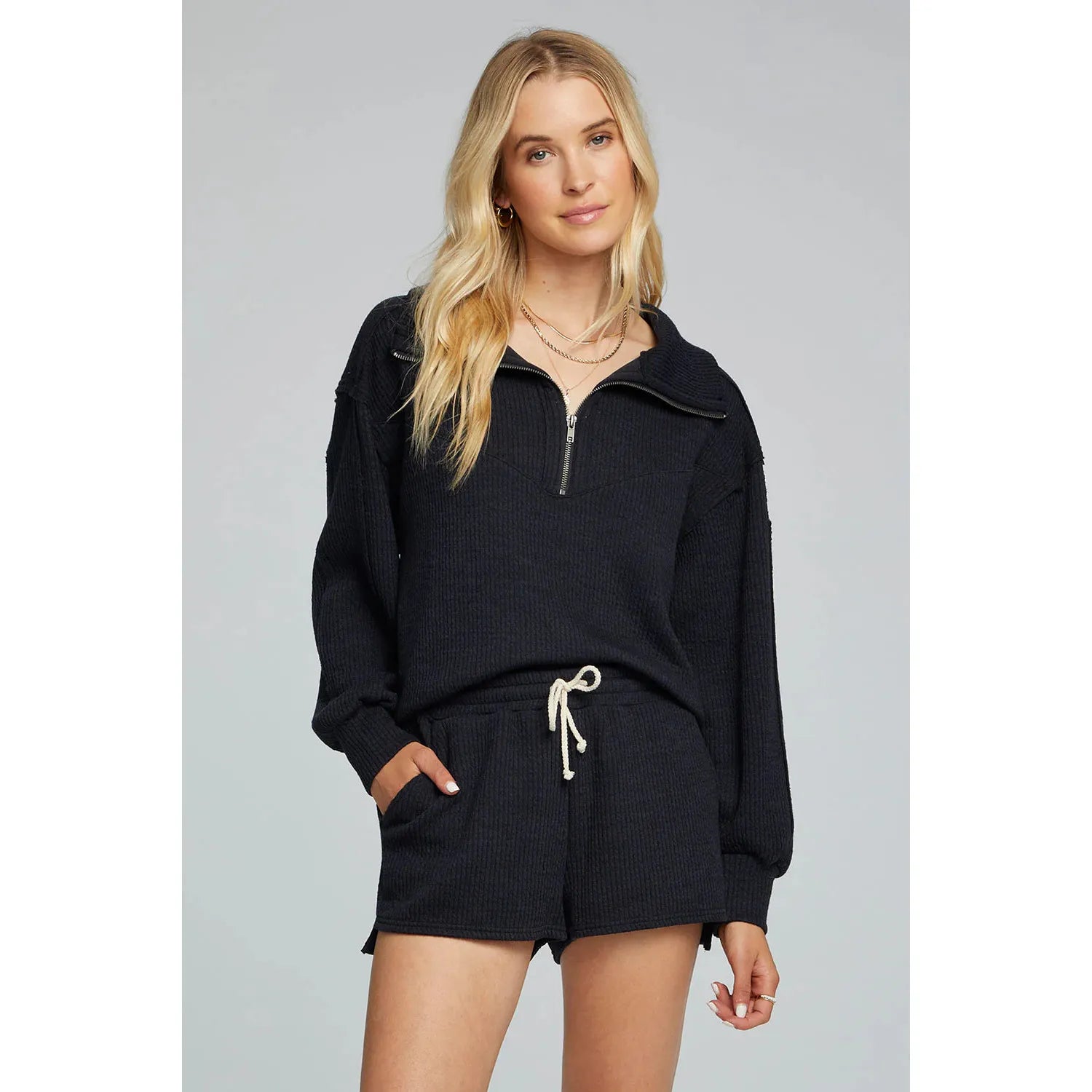 Saltwater Luxe - Half Zip Pullover in Black