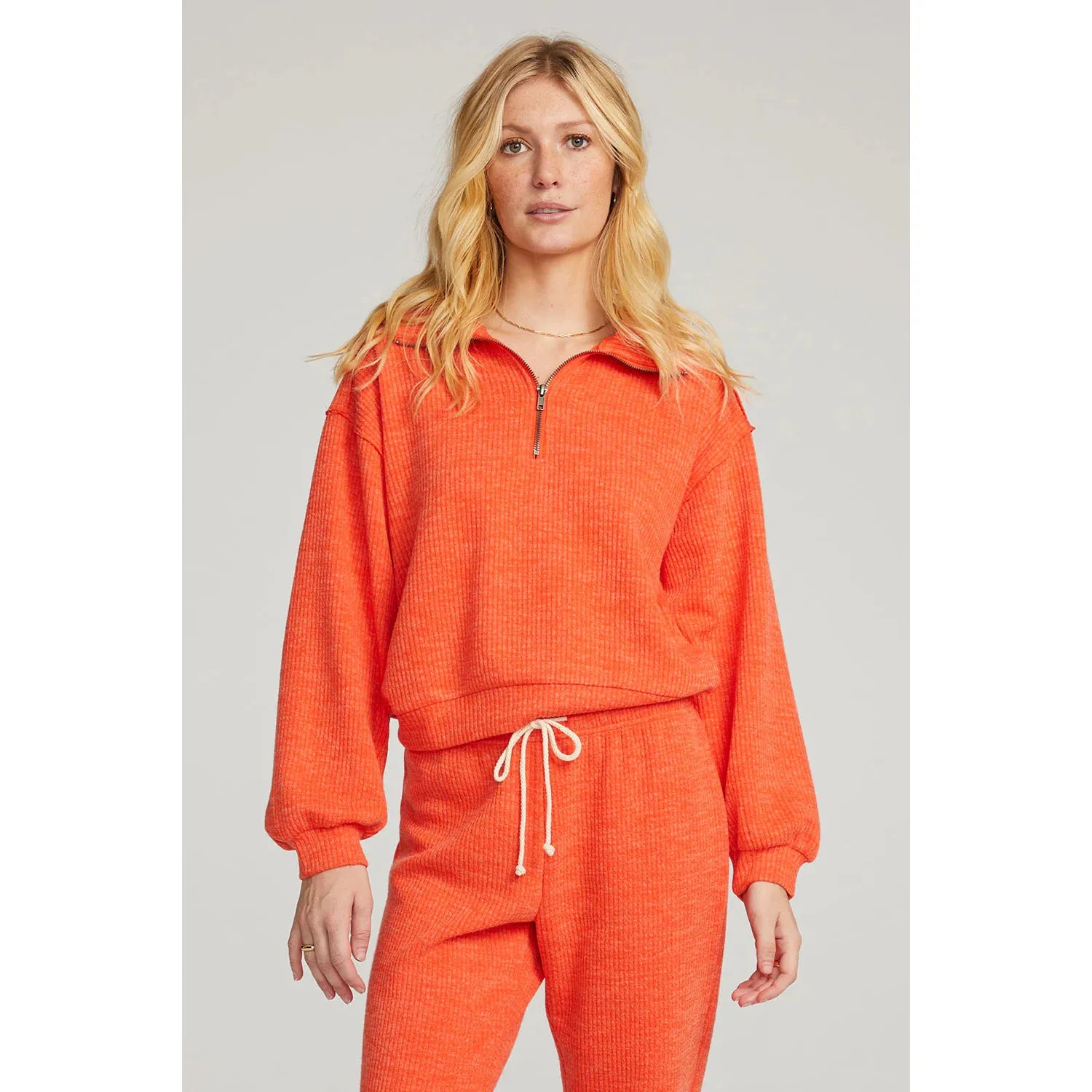 Saltwater Luxe - Half Zip Pullover in Hot Orange