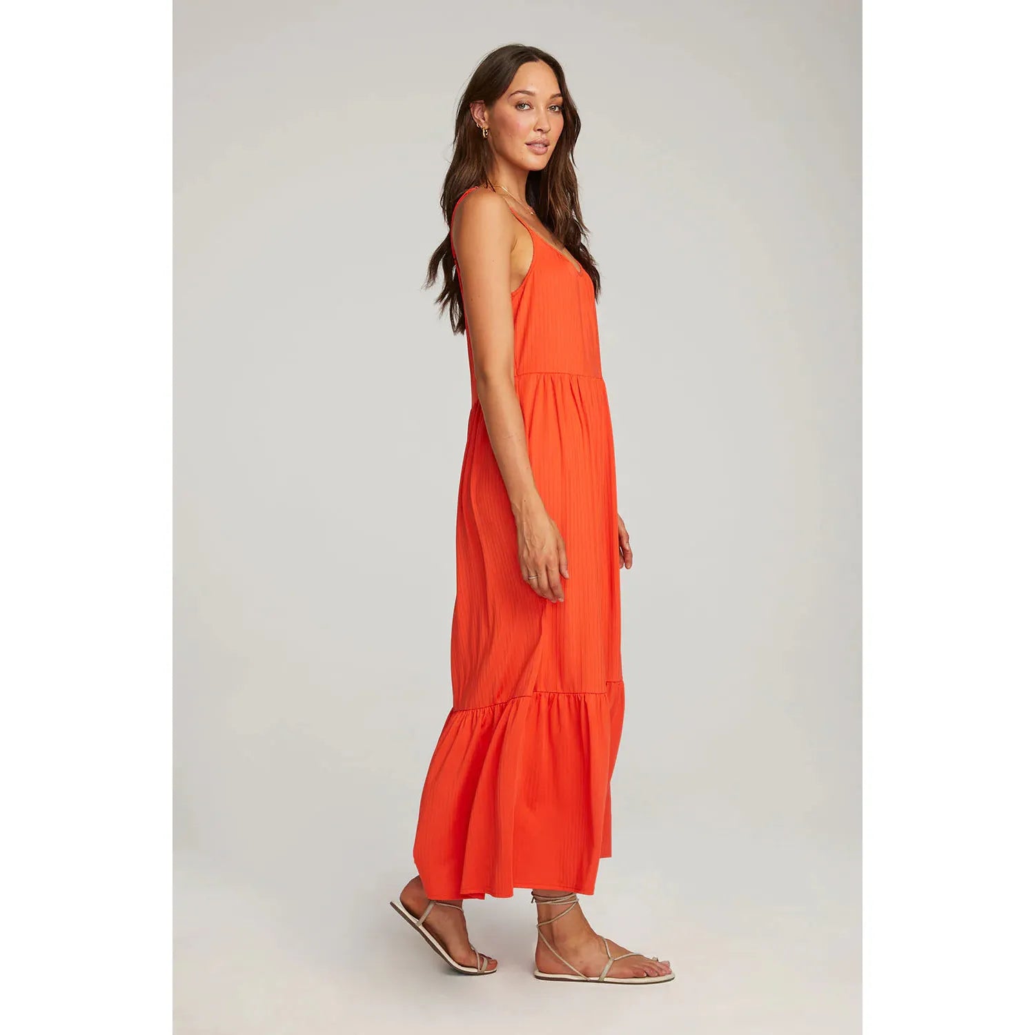 Saltwater Luxe - Tank Midi Dress in Hot Orange
