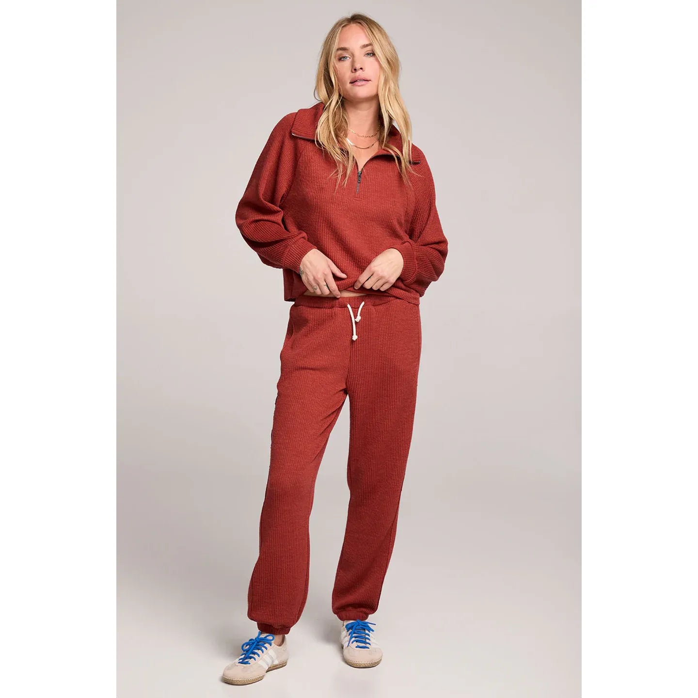 Saltwater Luxe - Half Zip Rustic Raglan Pullover in Rustic