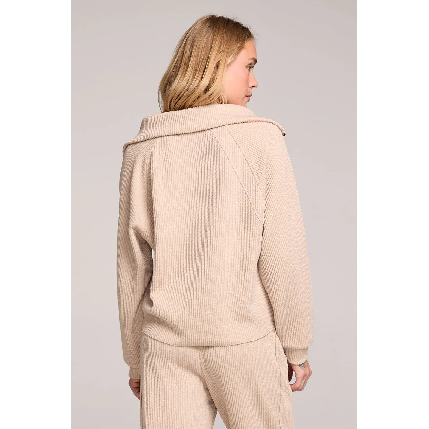Saltwater Luxe - Half Zip Rustic Raglan Pullover in Sand