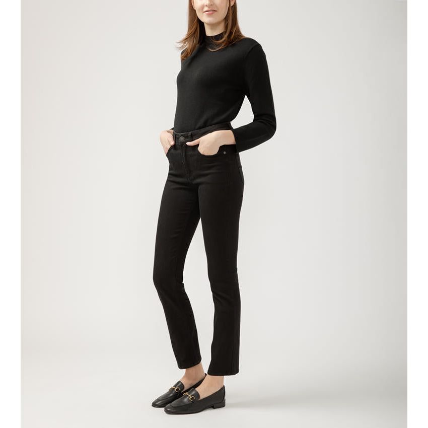 Silver - Avery High Rise Straight Leg Luxe Stretch Jean in L94443BVS557