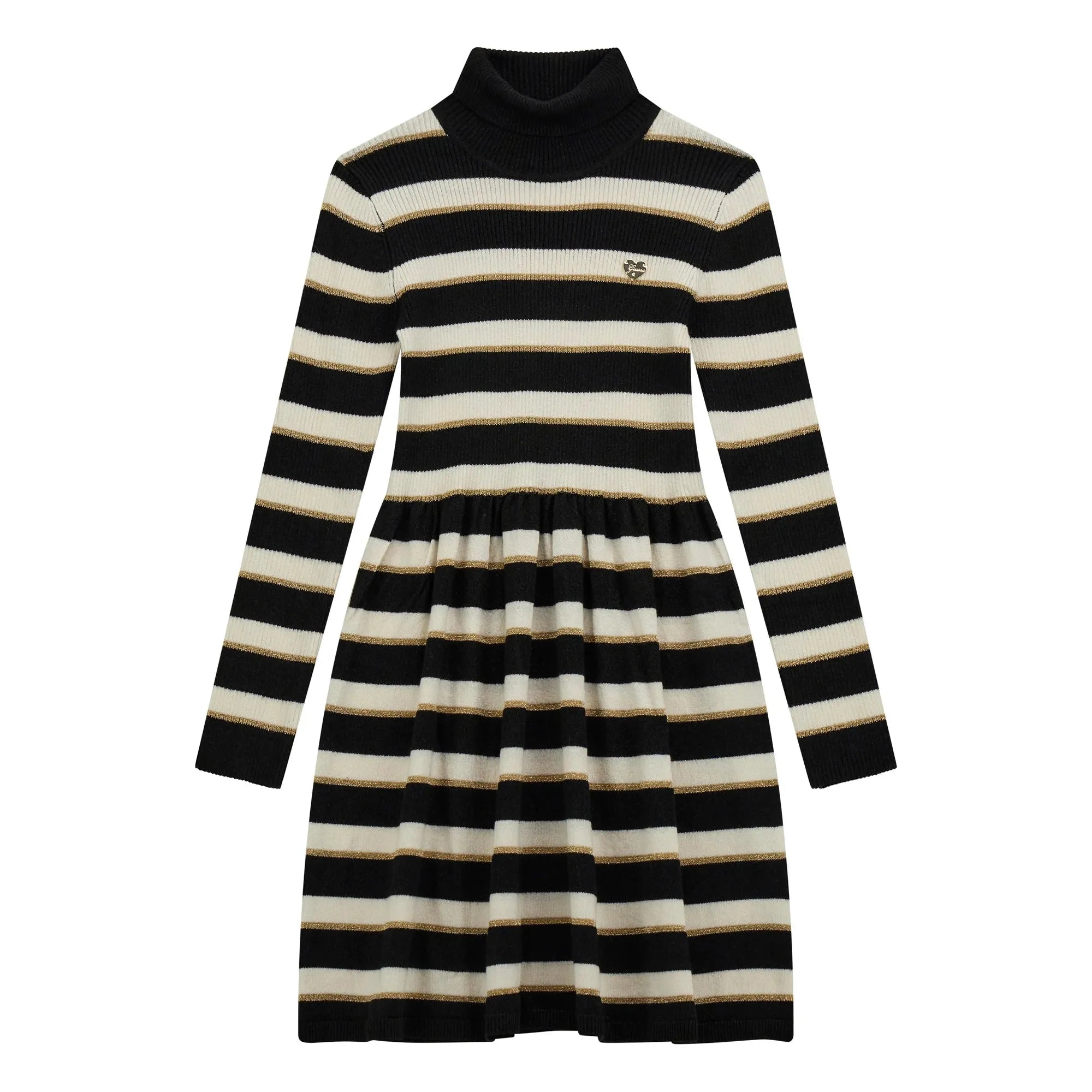 Guess - Girls Long Sleeve Sweater Dress in Black Stripes