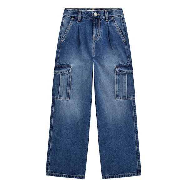 Guess - Girls Rigid Denim Cargo Jean in Fresh Indigo
