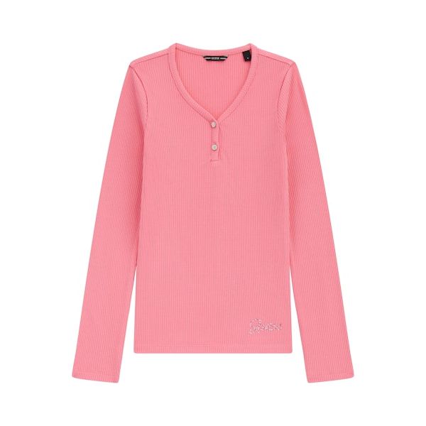 Guess - Girls Long Sleeve Ribbed Top in Jelly Pink