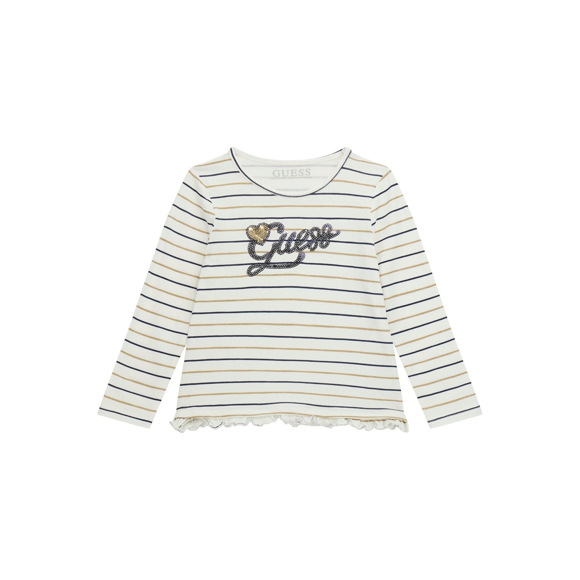 Guess - Toddler Girls Long Sleeve Tee in Navy White Stripe