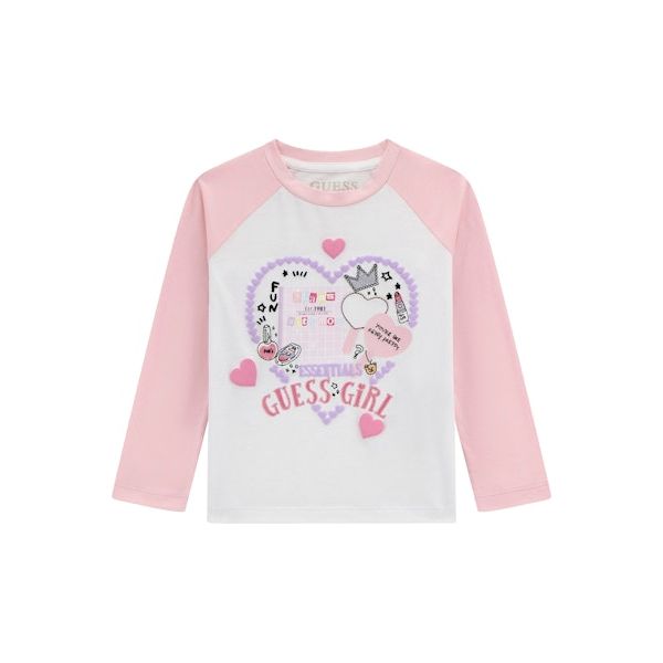 Guess - Toddler Girls Raglan Long Sleeve in Cotton Candy Pink