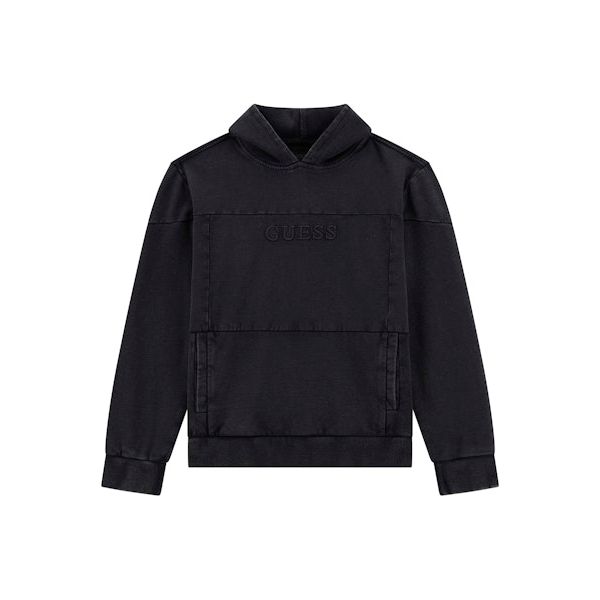 Guess - Boys Garment Dye Hoodie in Jet Black