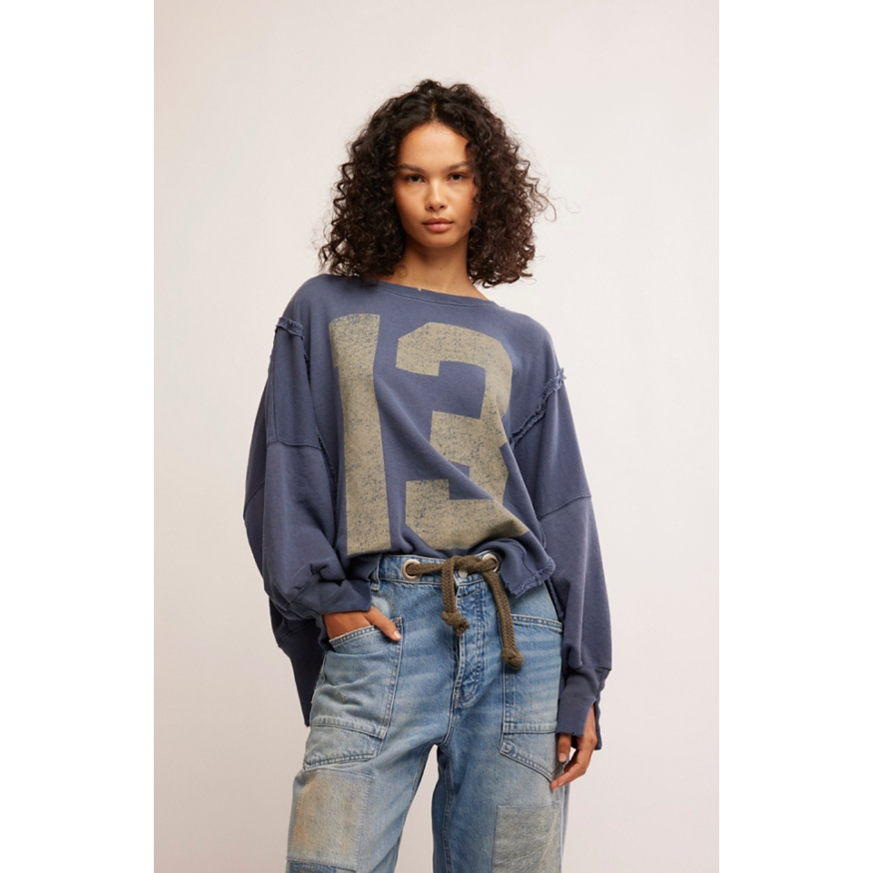 Free People -  Graphic Camden Pullover in Navy