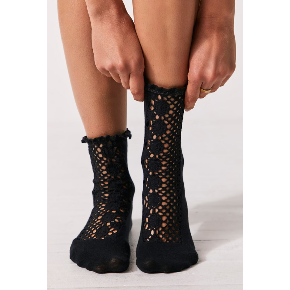 Free People - Rubies Crochet Socks in Black