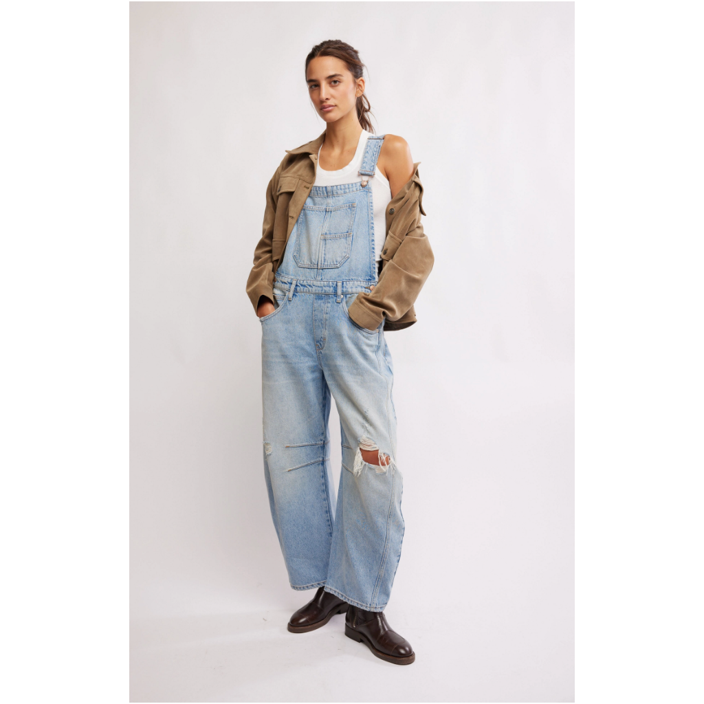 Free People - Good Luck Barrel Overalls in Going Steady