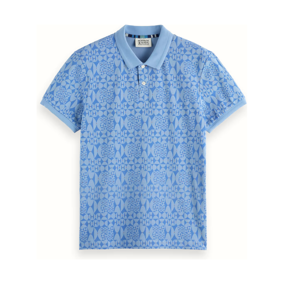 Scotch & Soda - Micro Diamond Print Polo in Medium Blue