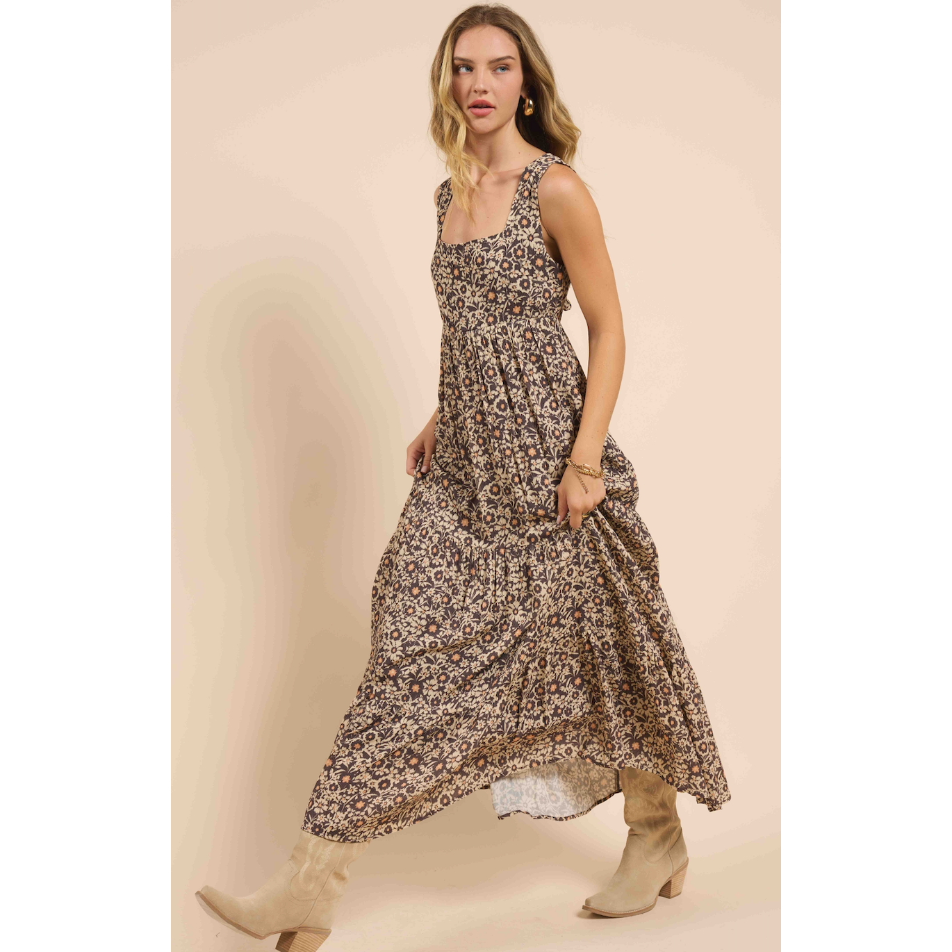 Sadie & Sage - Desert Sunset Maxi Dress in Brown Multi