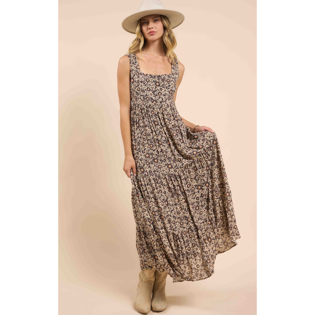 Sadie & Sage - Desert Sunset Maxi Dress in Brown Multi