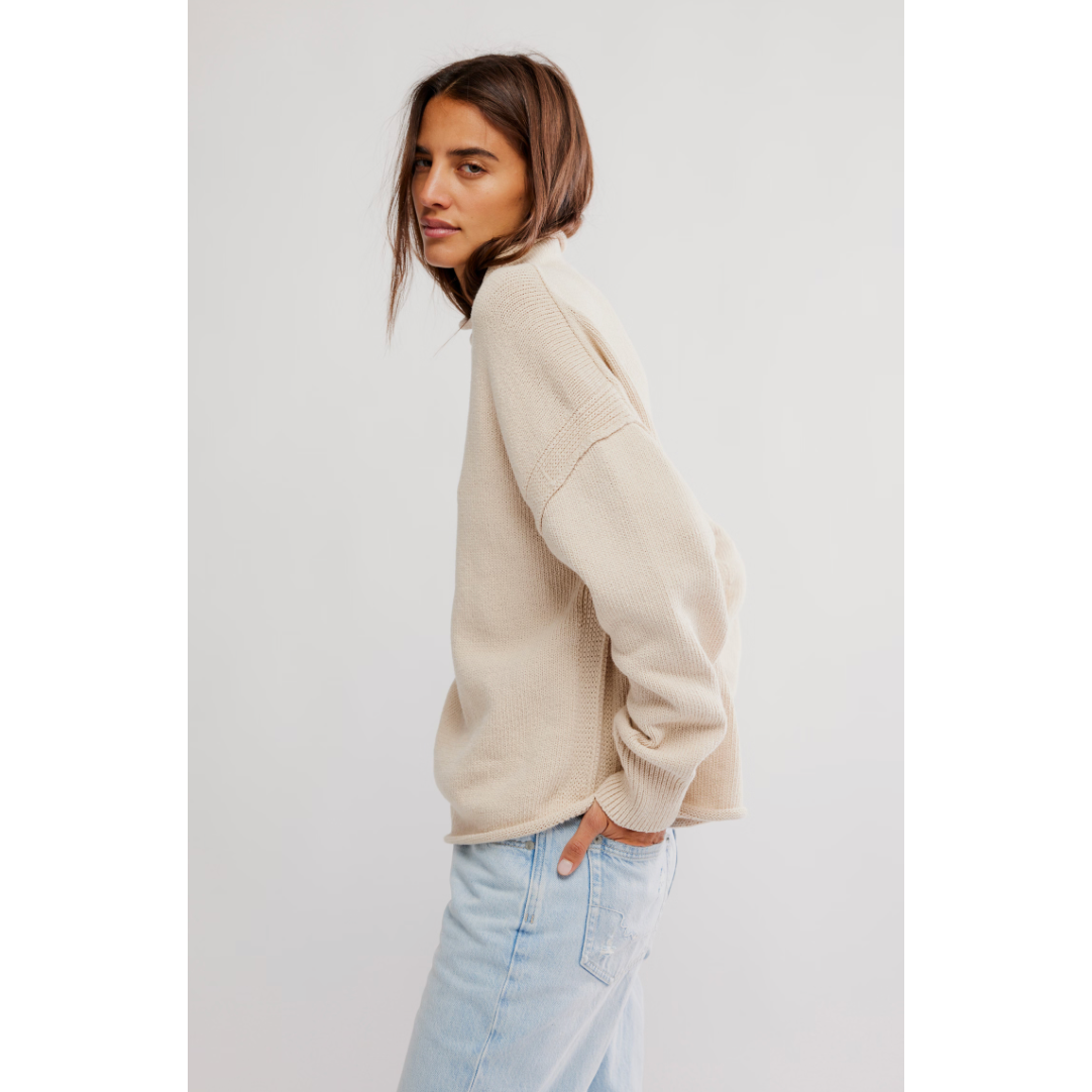 Free People - Torres Roll Neck Sweater in Sugar Swizzle