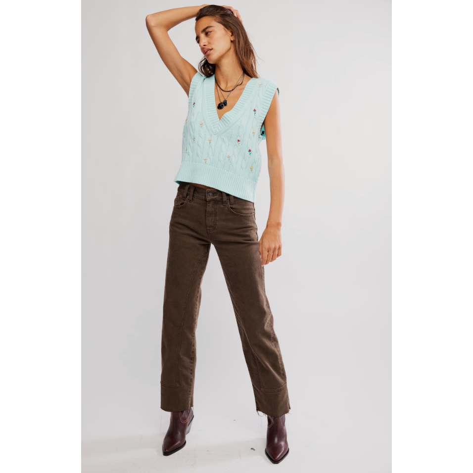 Free People - Plumeria Floral Vest in Blue Glass