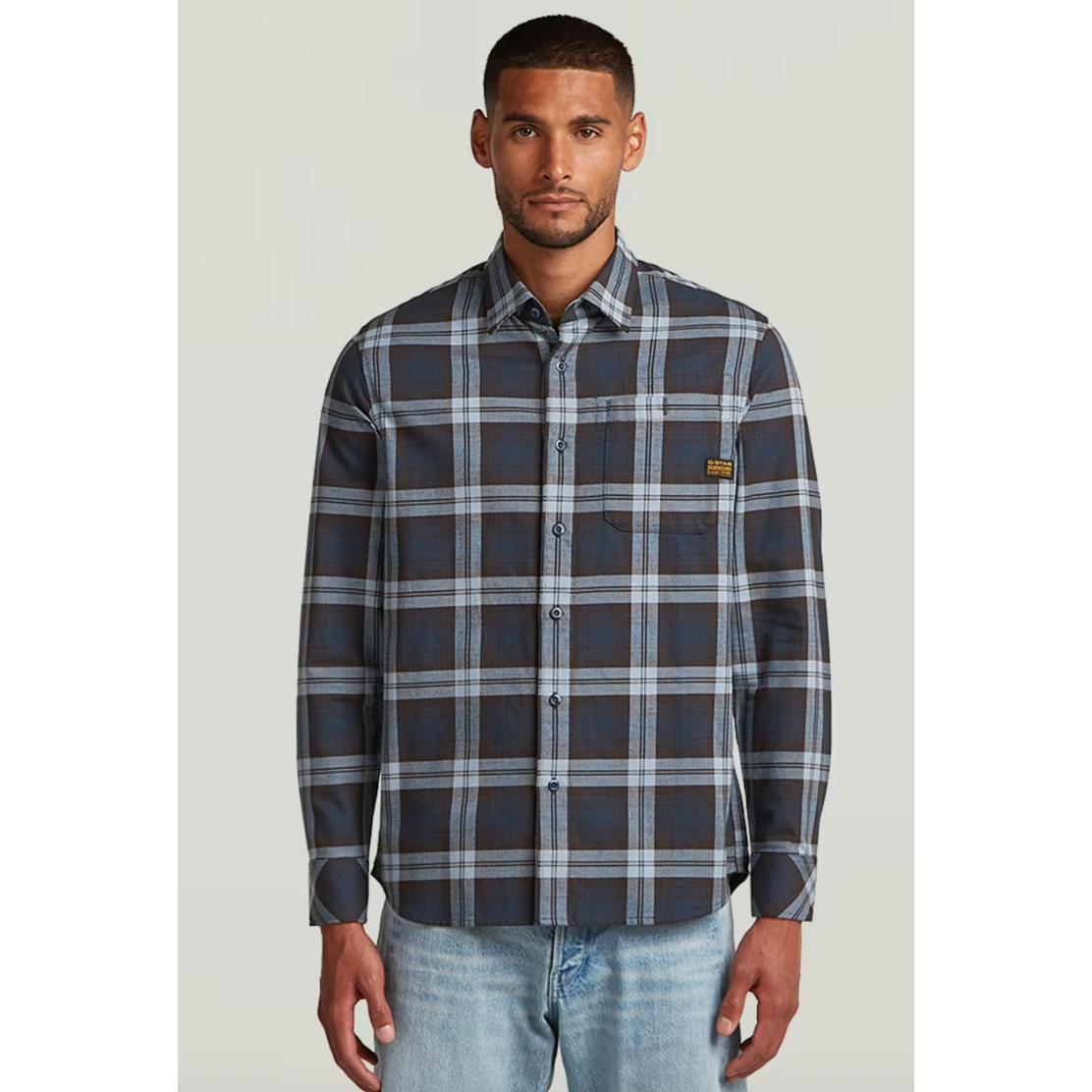 G Star - Bristum 2.0 Slim Shirt in Ash Blue Toby Check