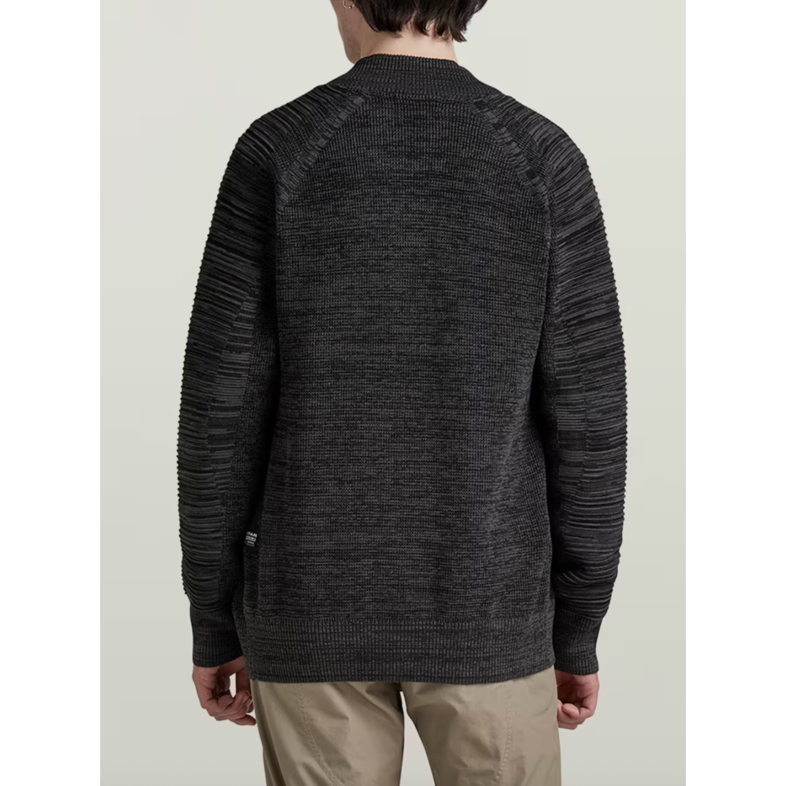 G Star - 3D Biker Zip Through Knitted Sweater in Black/Asphalt