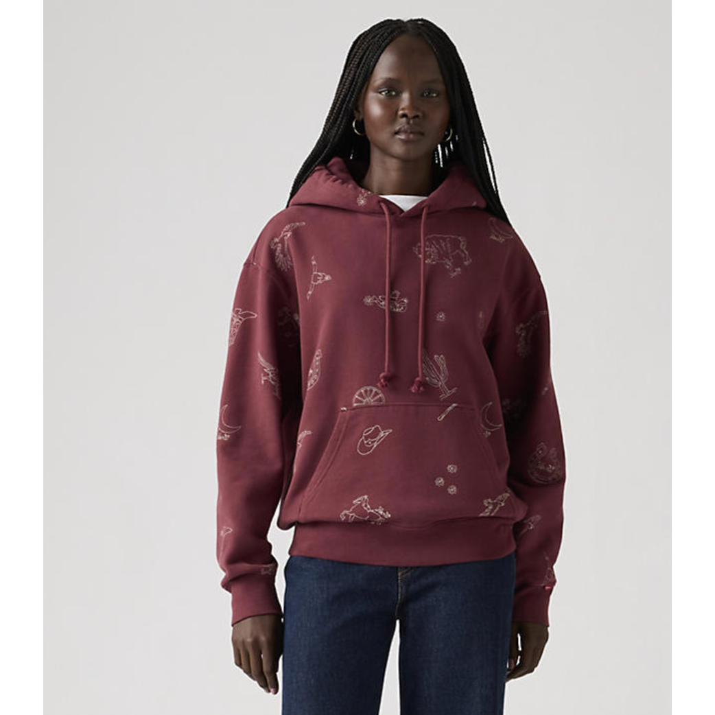 Levi's - All Over Western Embroidery Hoodie in Chocolate Truffle