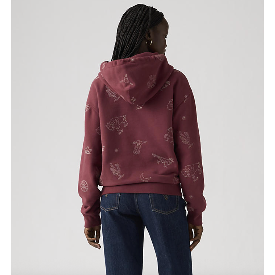 Levi's - All Over Western Embroidery Hoodie in Chocolate Truffle