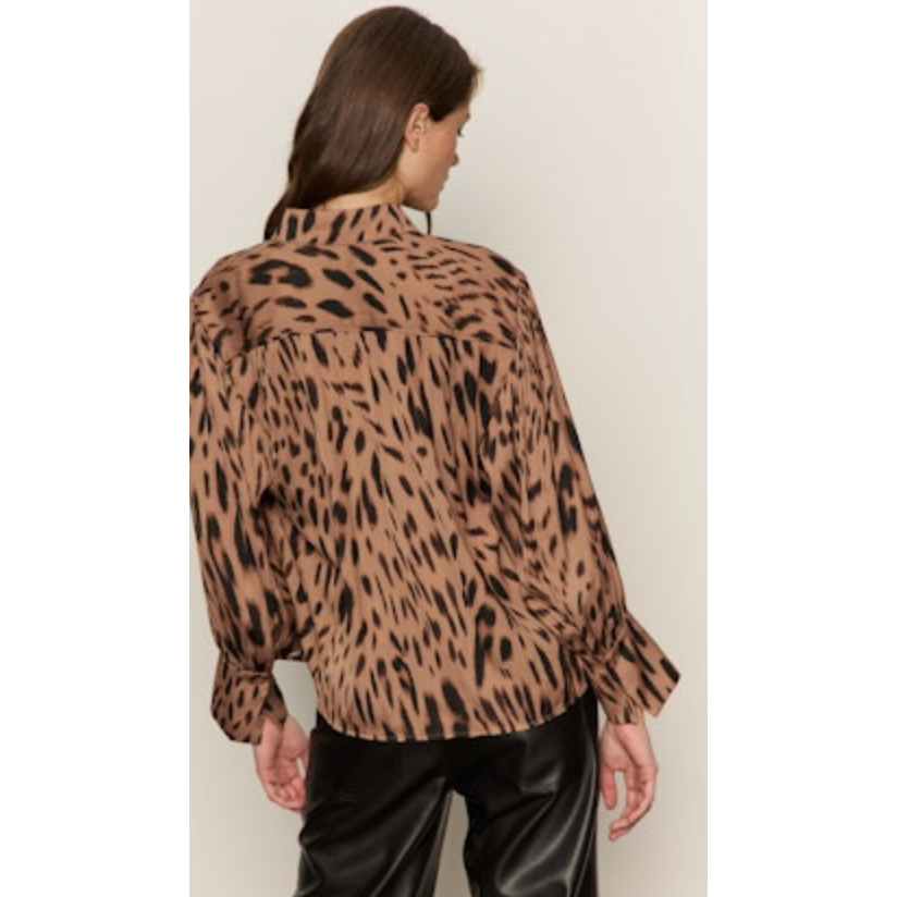 Sanctuary - Rebel Button Front Blouse in Mocha Leo