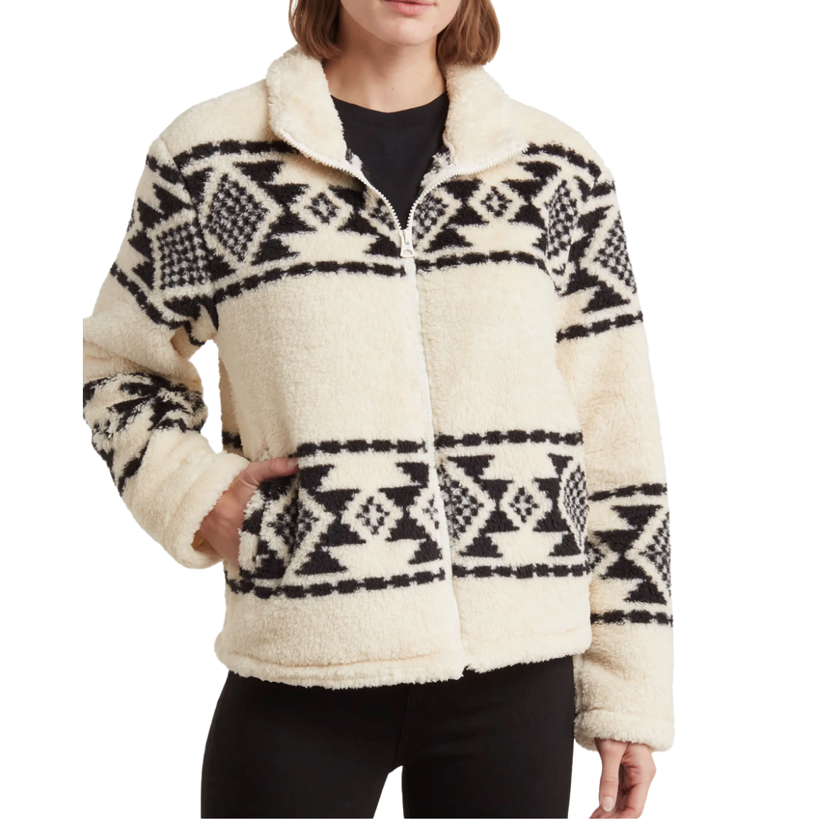 Silver Jeans - Girls Sherpa Zip Up in Off White
