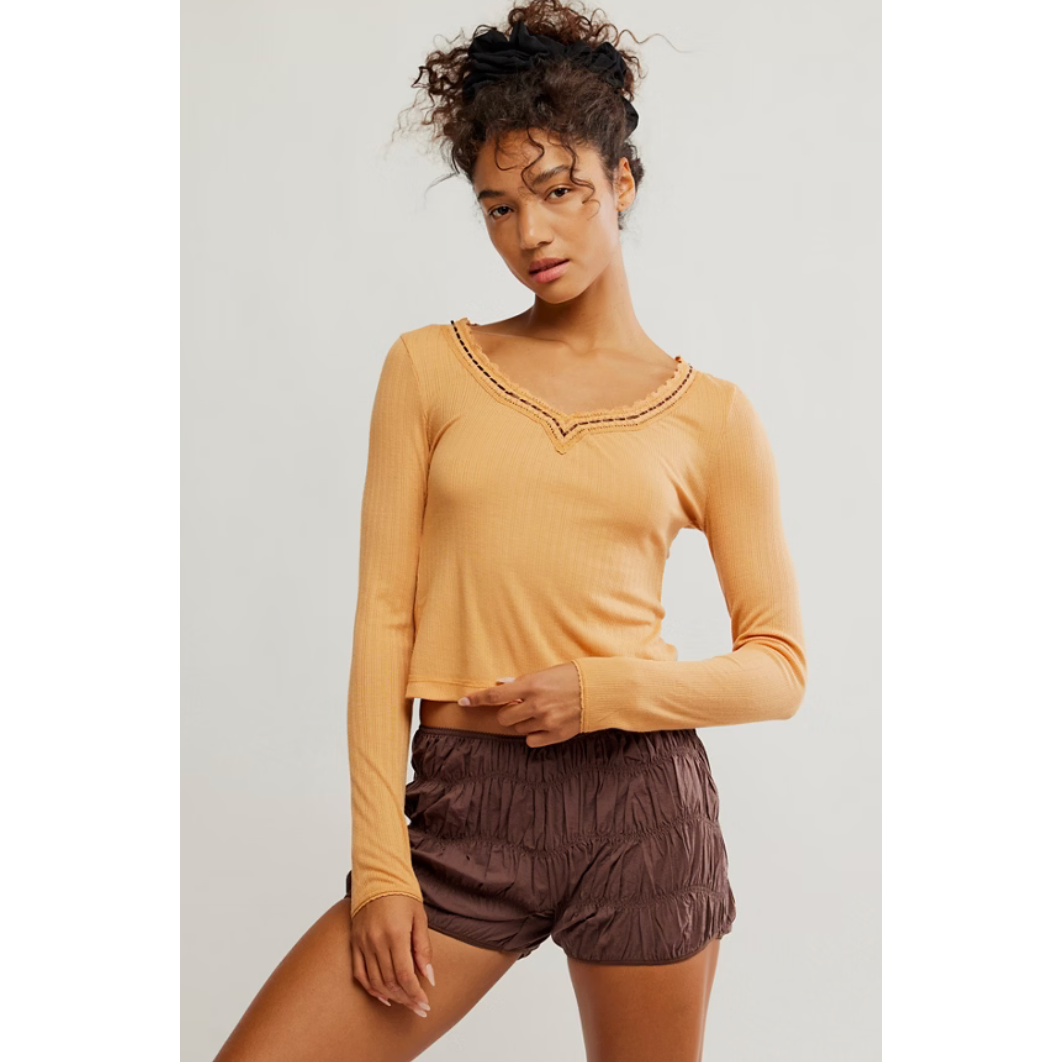 Free People - Only You Long Sleeve in Gold Earth