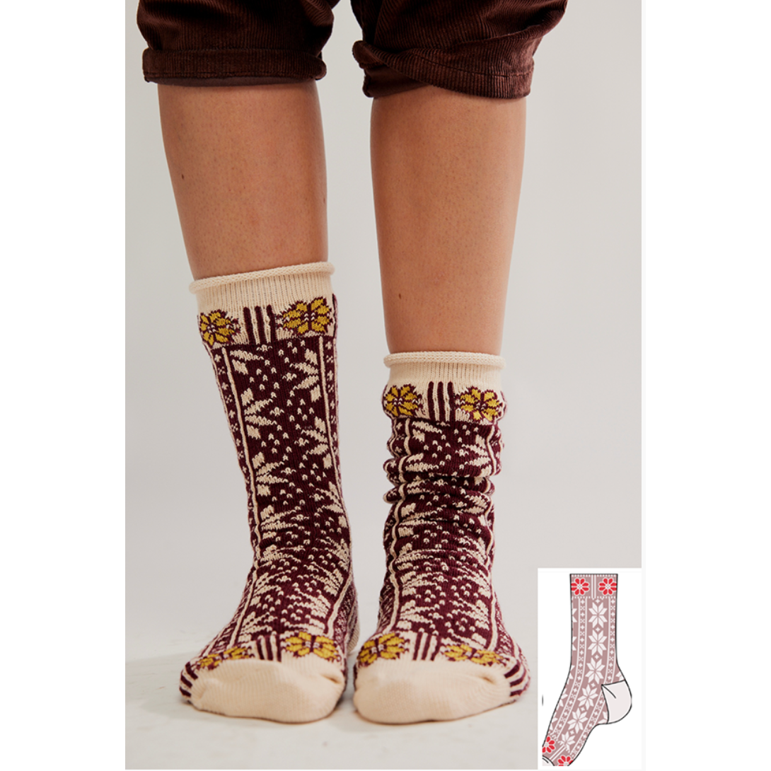 Free People - Nordic Sock in Burgundy
