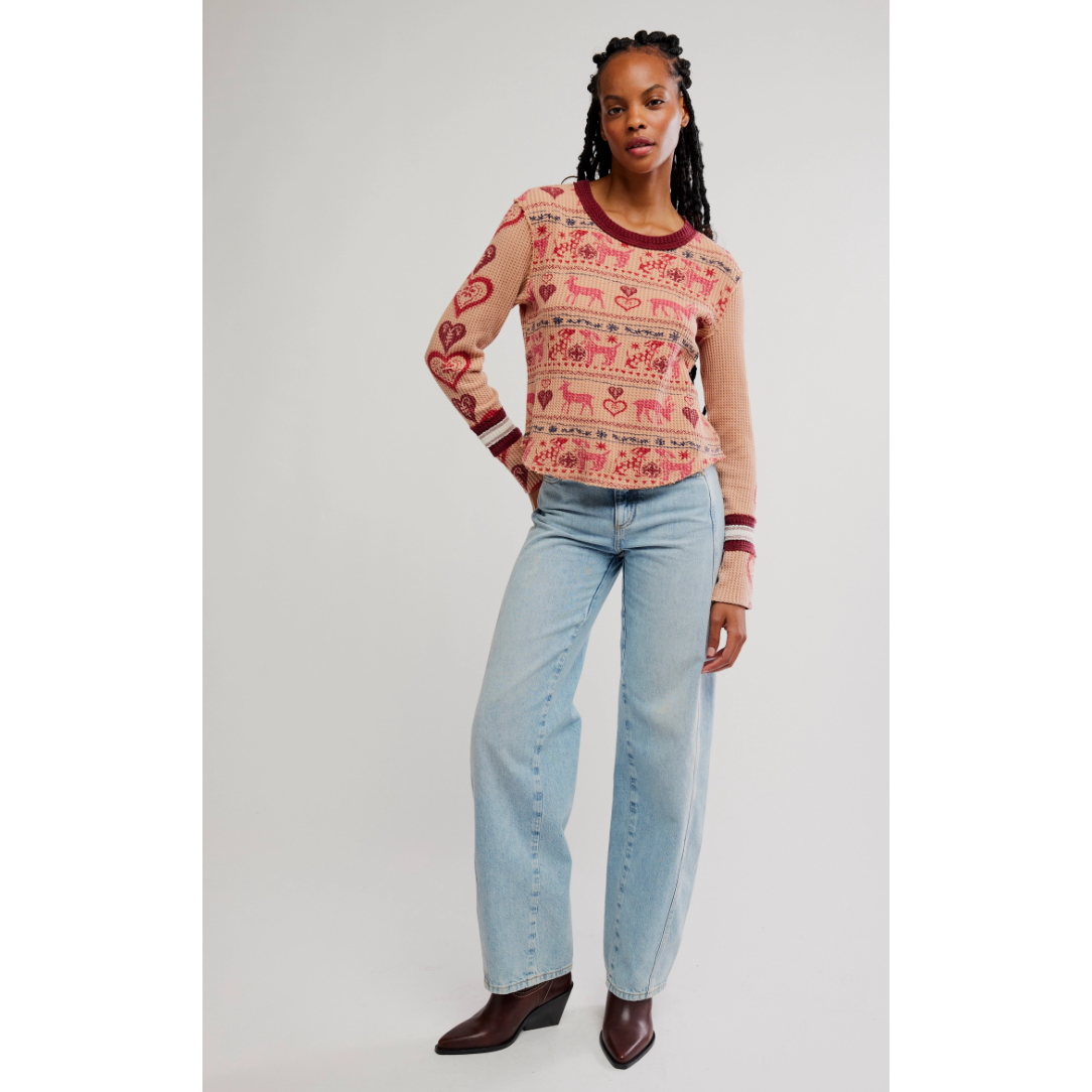 Free People - Blissful Layering Tee in Latte Combo