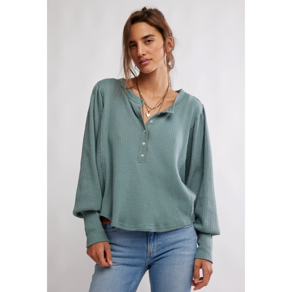 Free People -  Quinn Knit Thermal in Jade Ash
