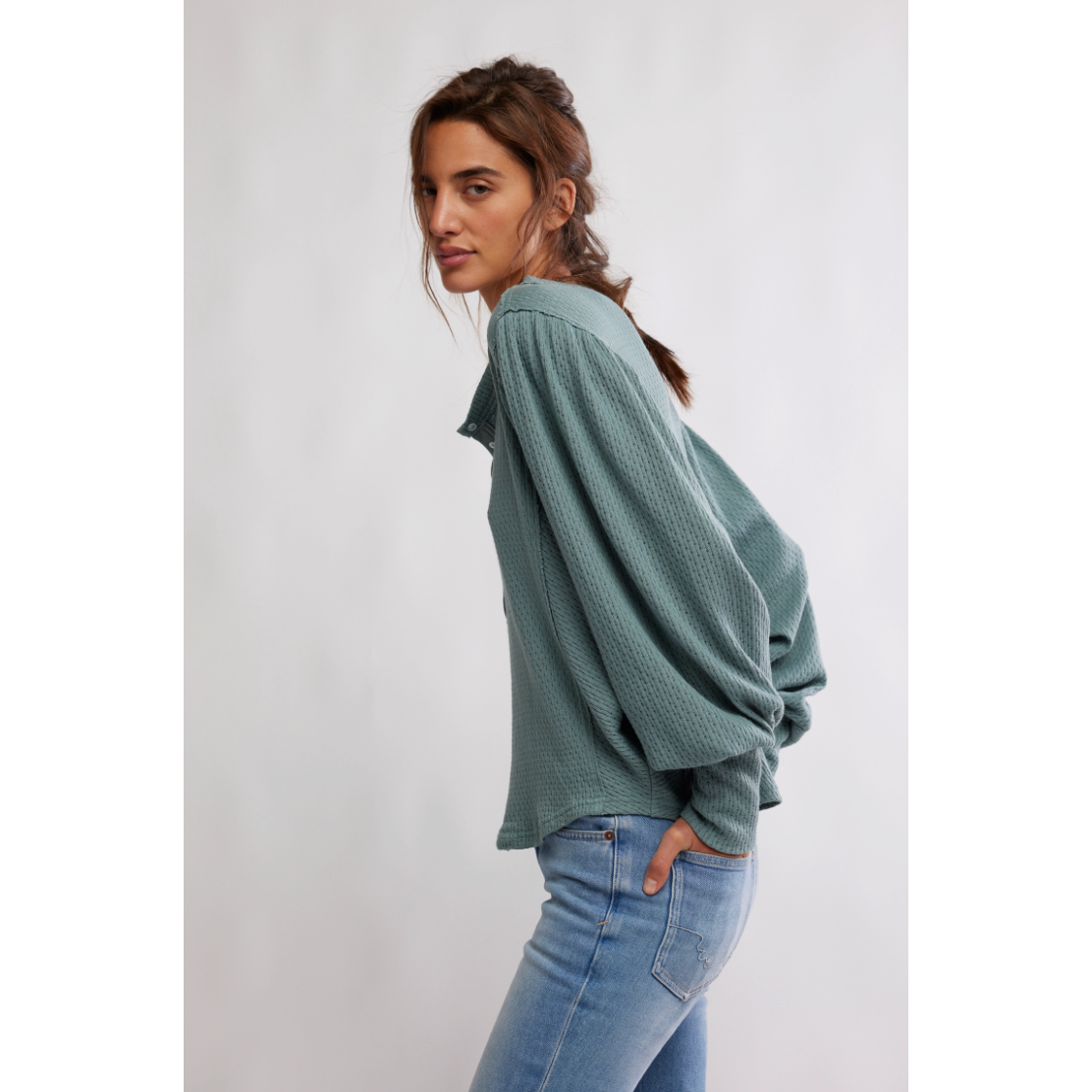 Free People -  Quinn Knit Thermal in Jade Ash
